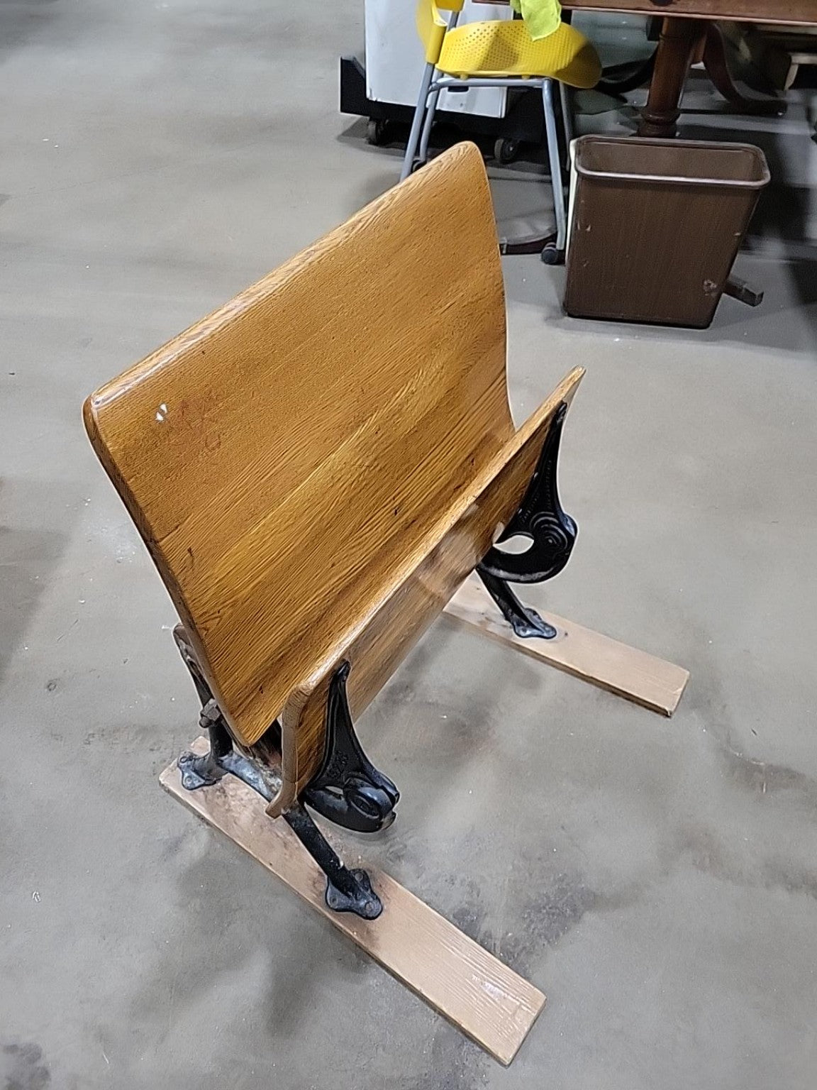 Antique Oak Folding School Auditorium Seat