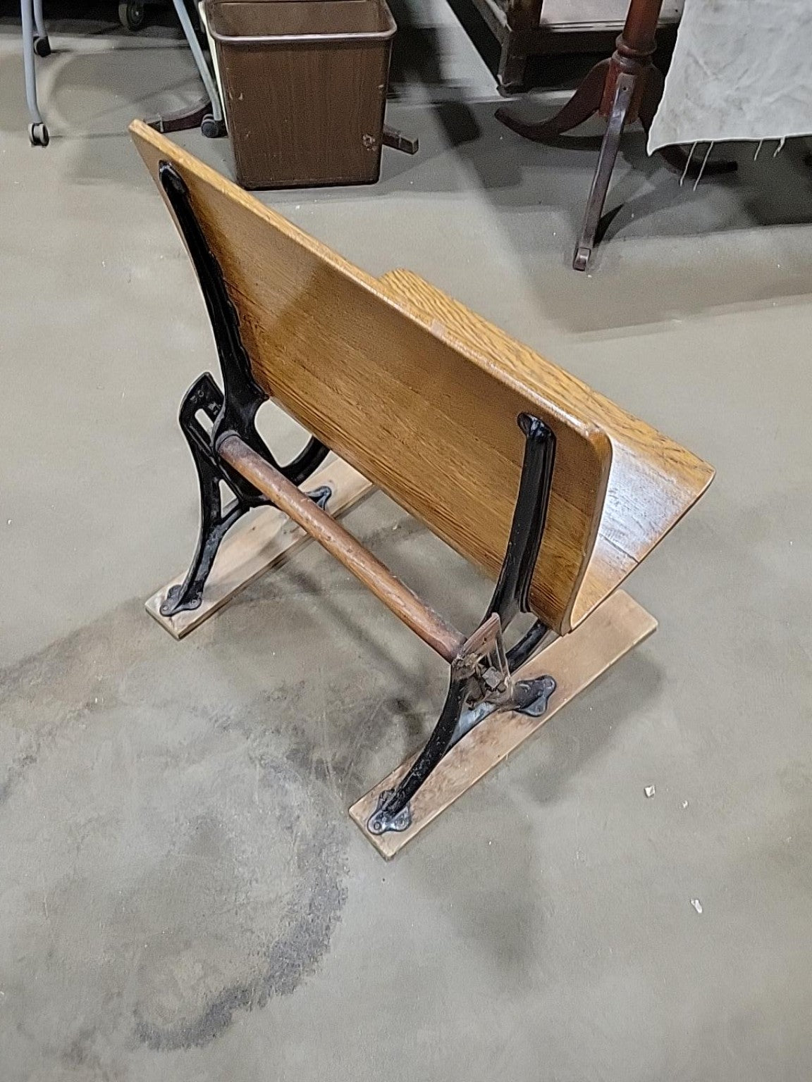 Antique Oak Folding School Auditorium Seat