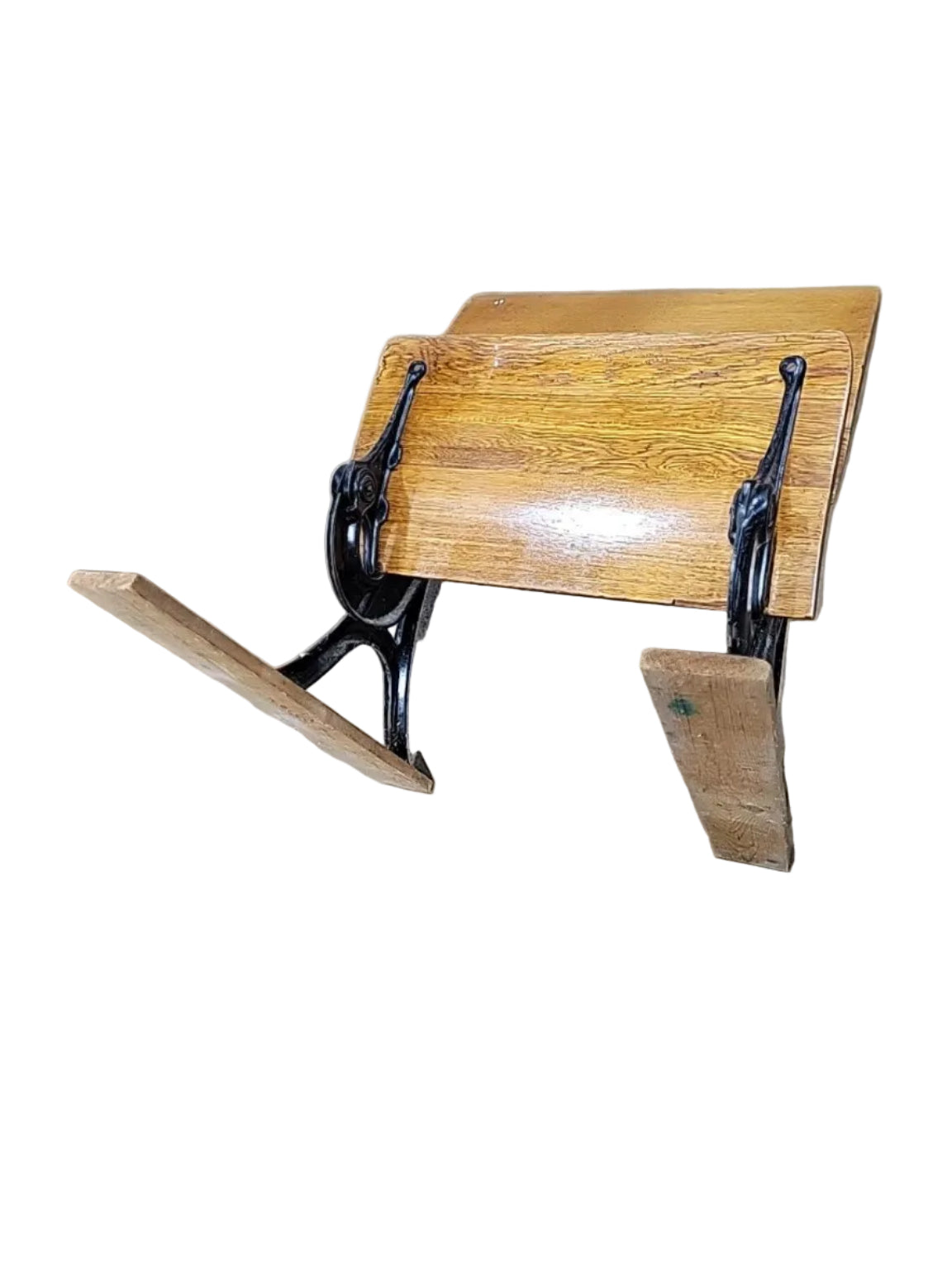 Antique Oak Folding School Auditorium Seat