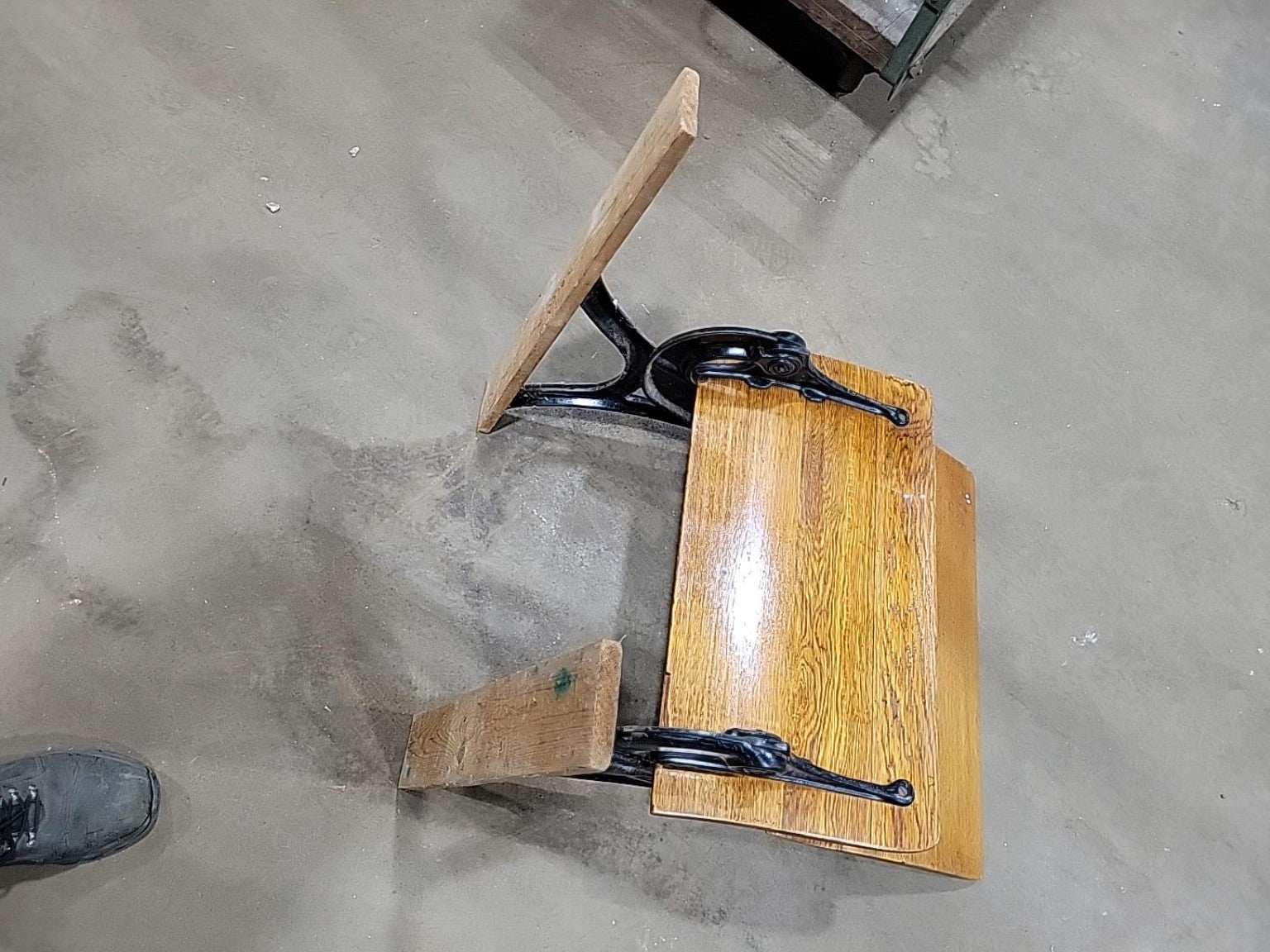 Antique Oak Folding School Auditorium Seat