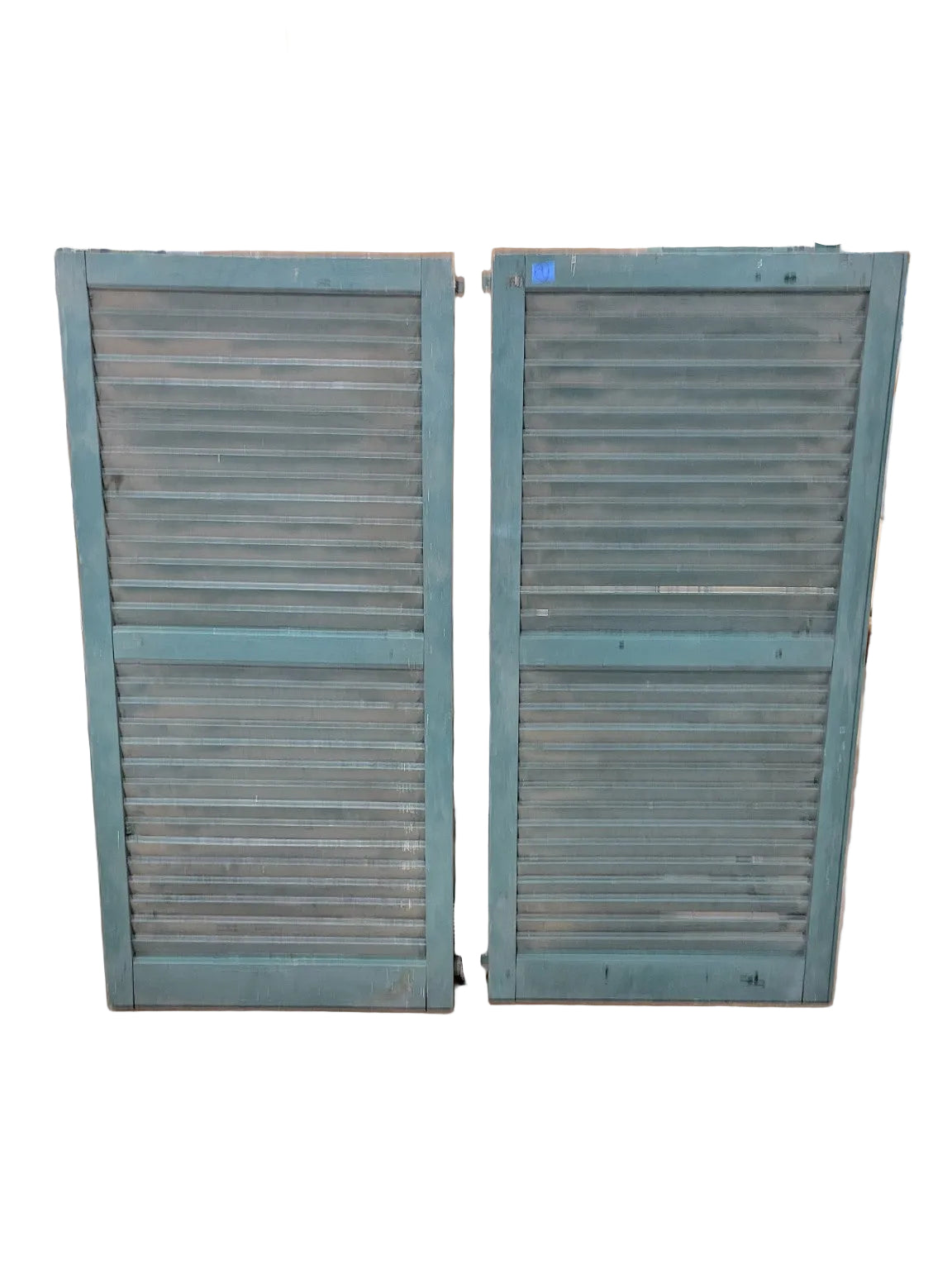 Vintage Painted Wood Louvered Shutters – Pair