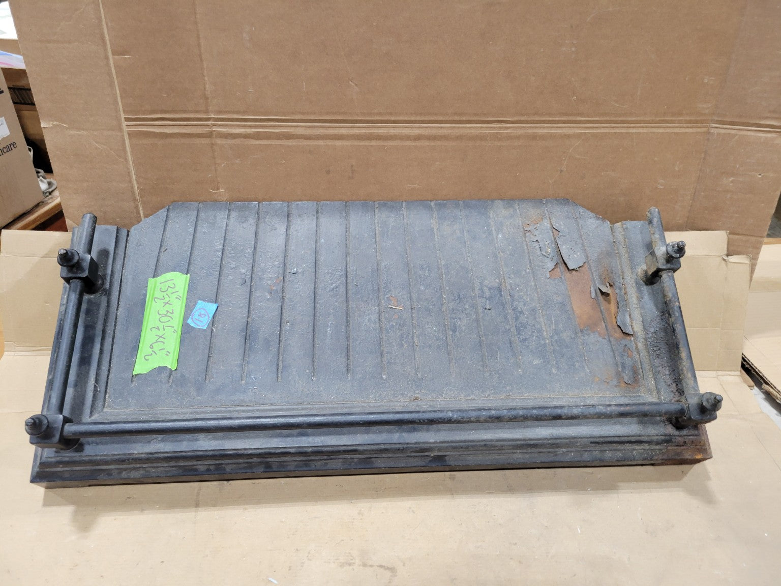 Vintage Cast Iron Fireplace Fender – Adjustable Rail