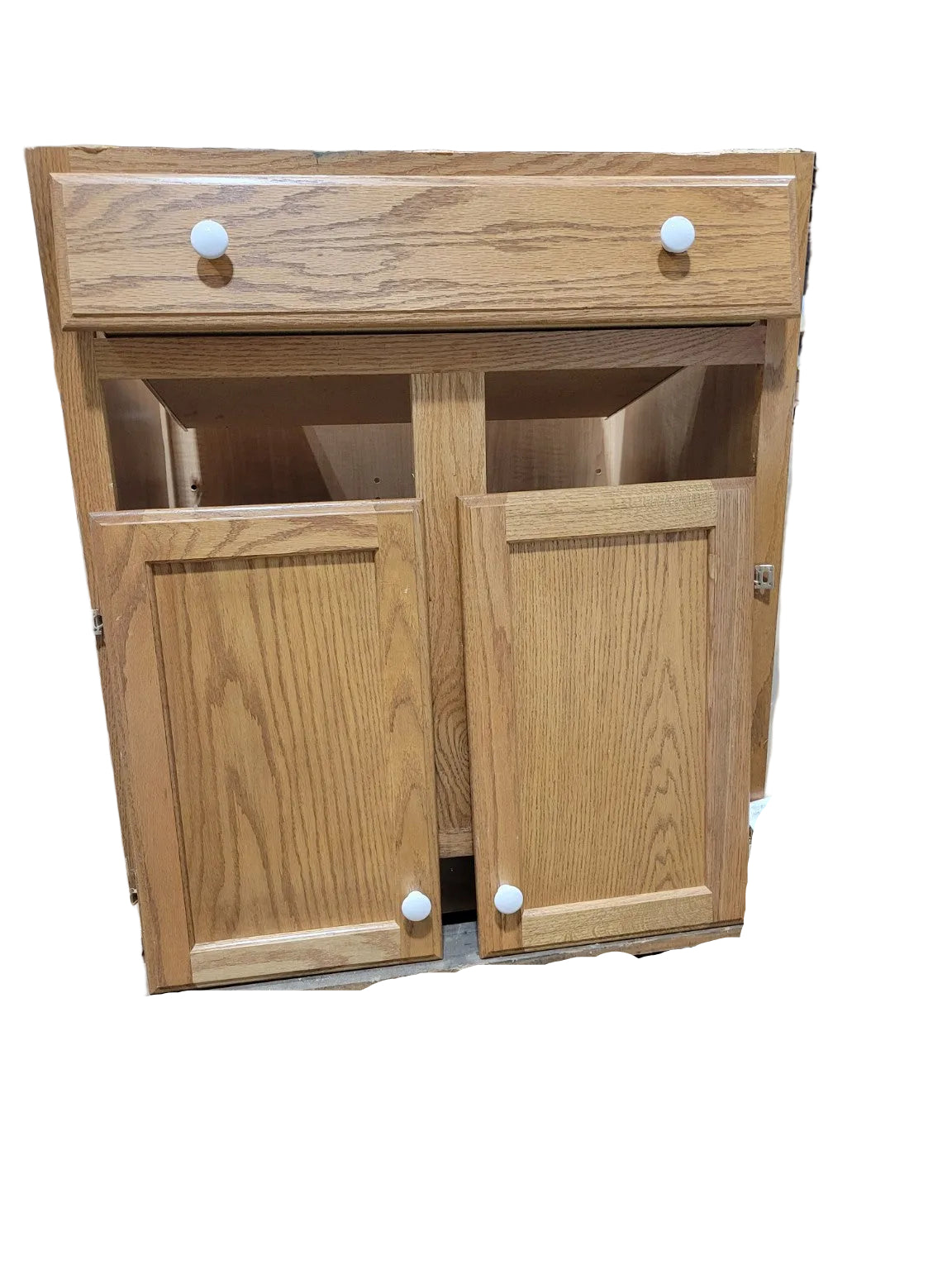 Oak Vanity Base Cabinet with Drawer & Double Doors