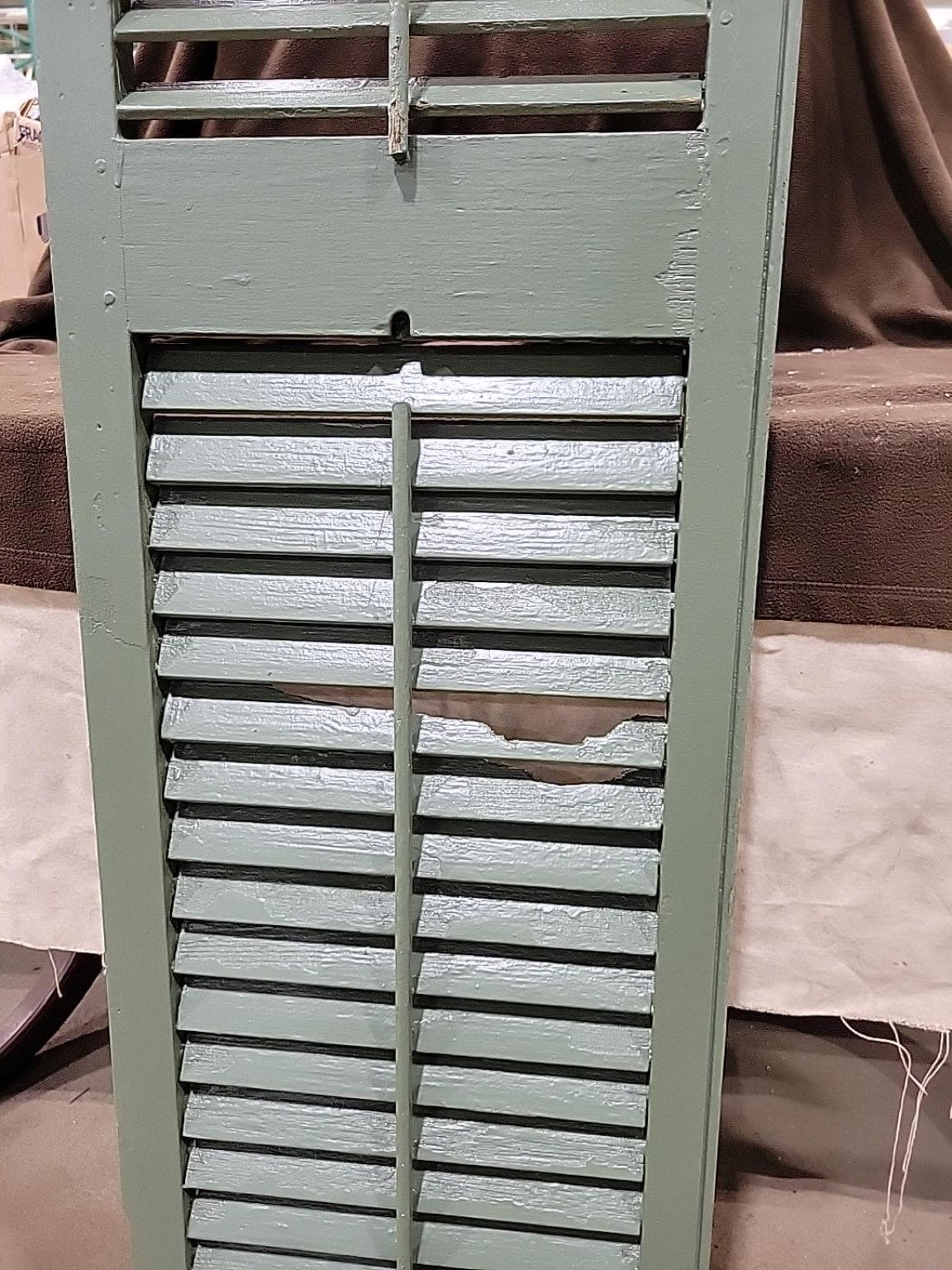Vintage Green Adjustable Louver Wood Shutter