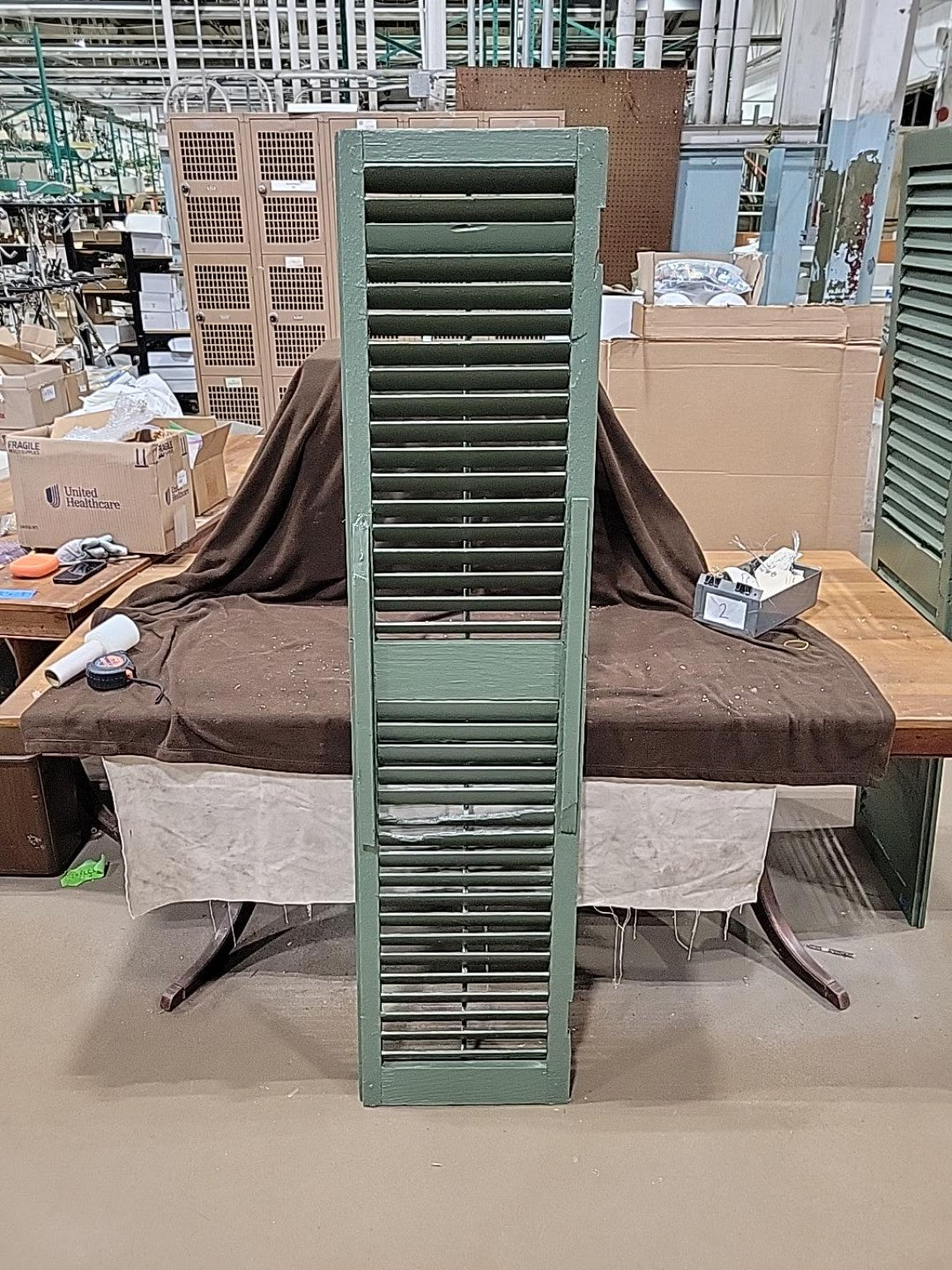 Vintage Green Adjustable Louver Wood Shutter