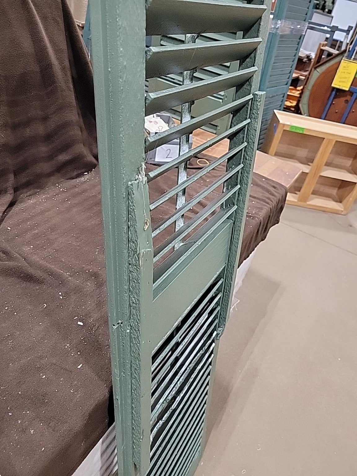 Vintage Green Adjustable Louver Wood Shutter
