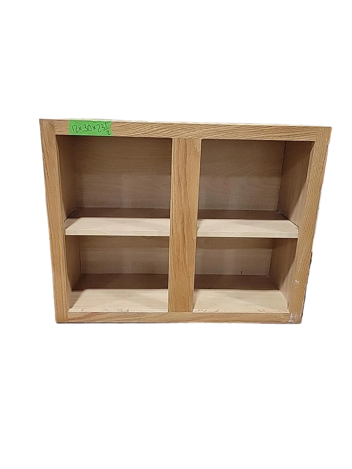 Oak-Finish Four-Cubby Open Storage Cabinet