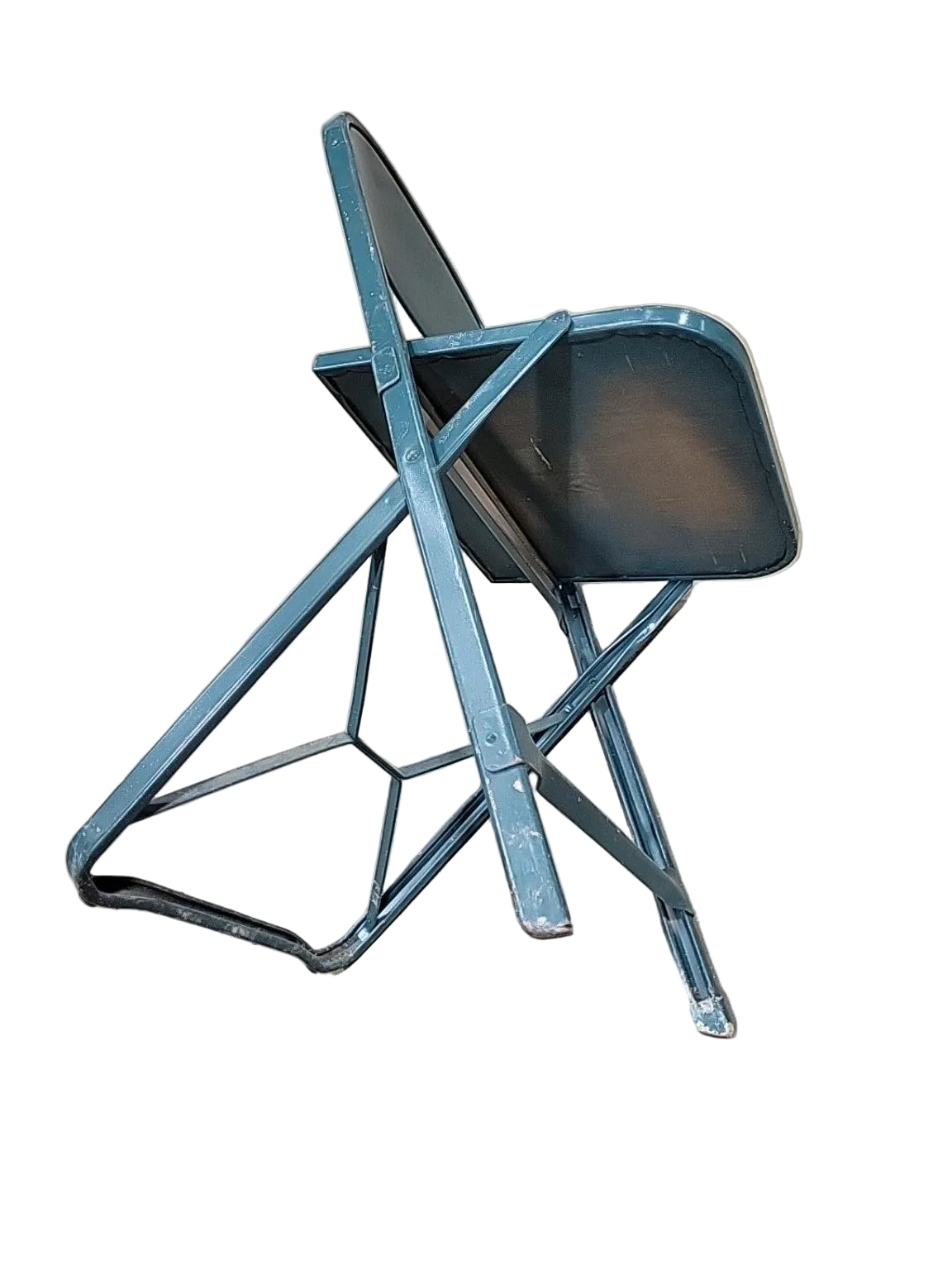 Vintage Wood Seat Metal Folding Chair – Teal