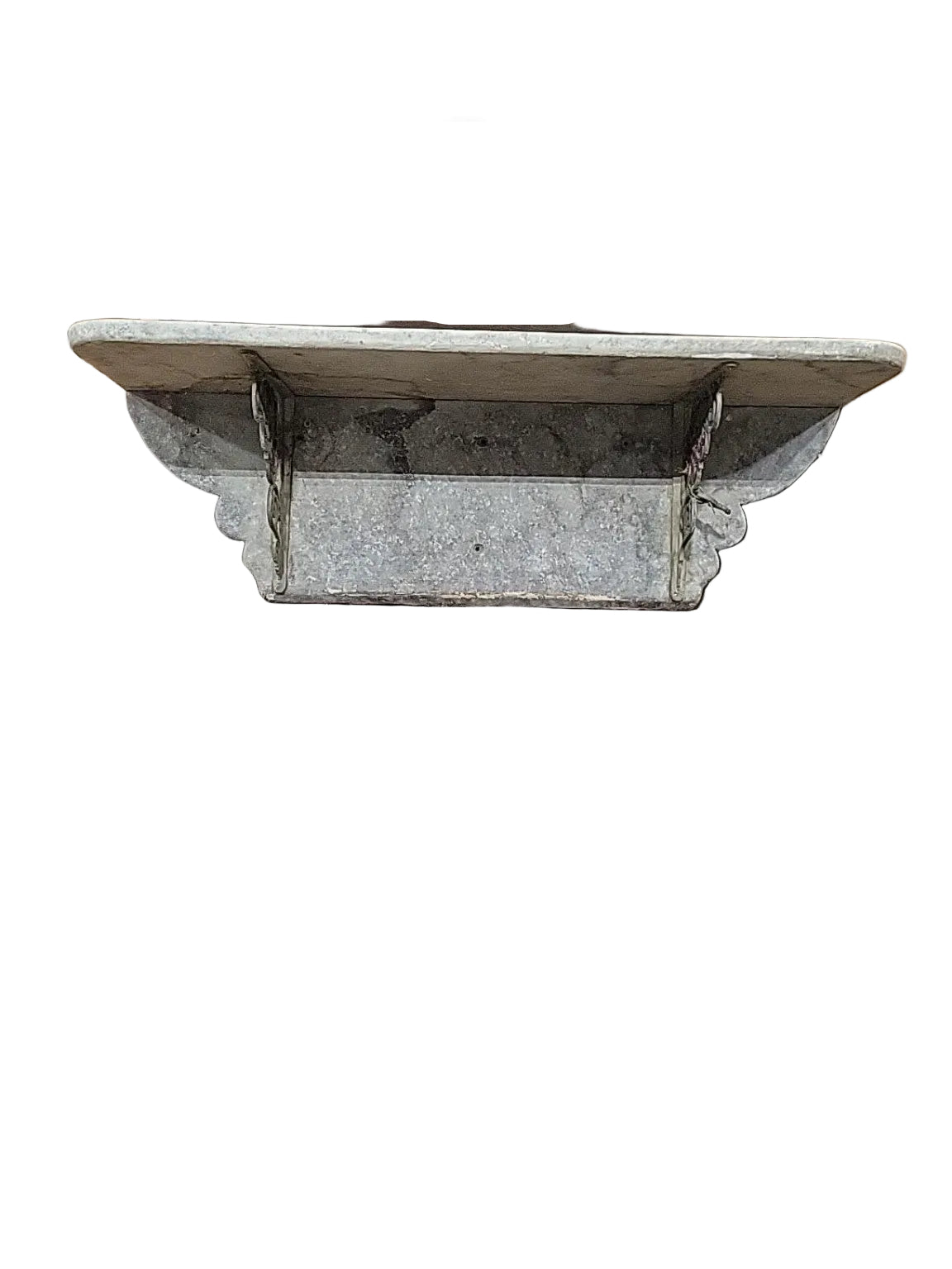 Vintage Rustic Wood Wall Shelf with Ornate Metal Brackets