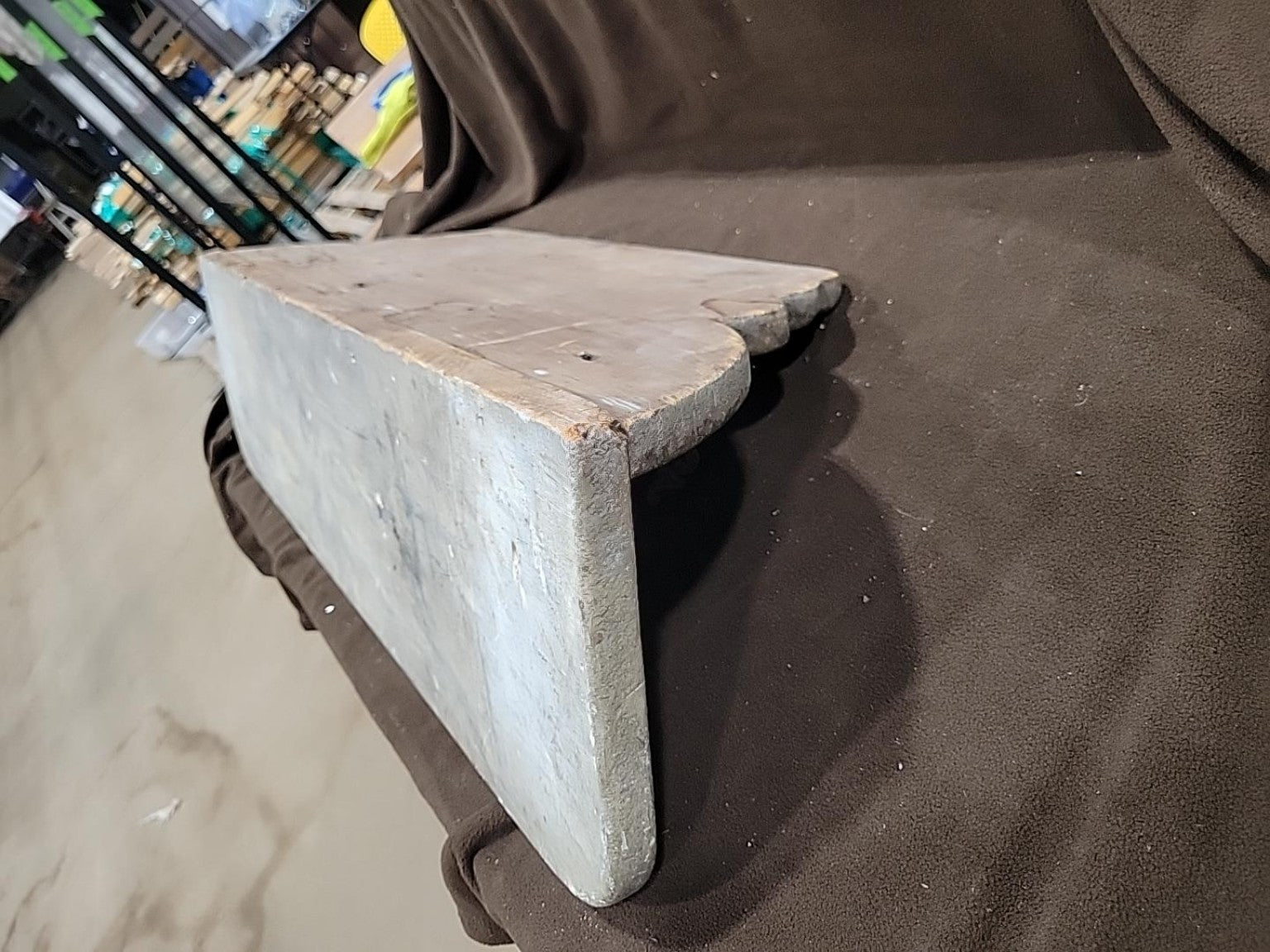 Vintage Rustic Wood Wall Shelf with Ornate Metal Brackets