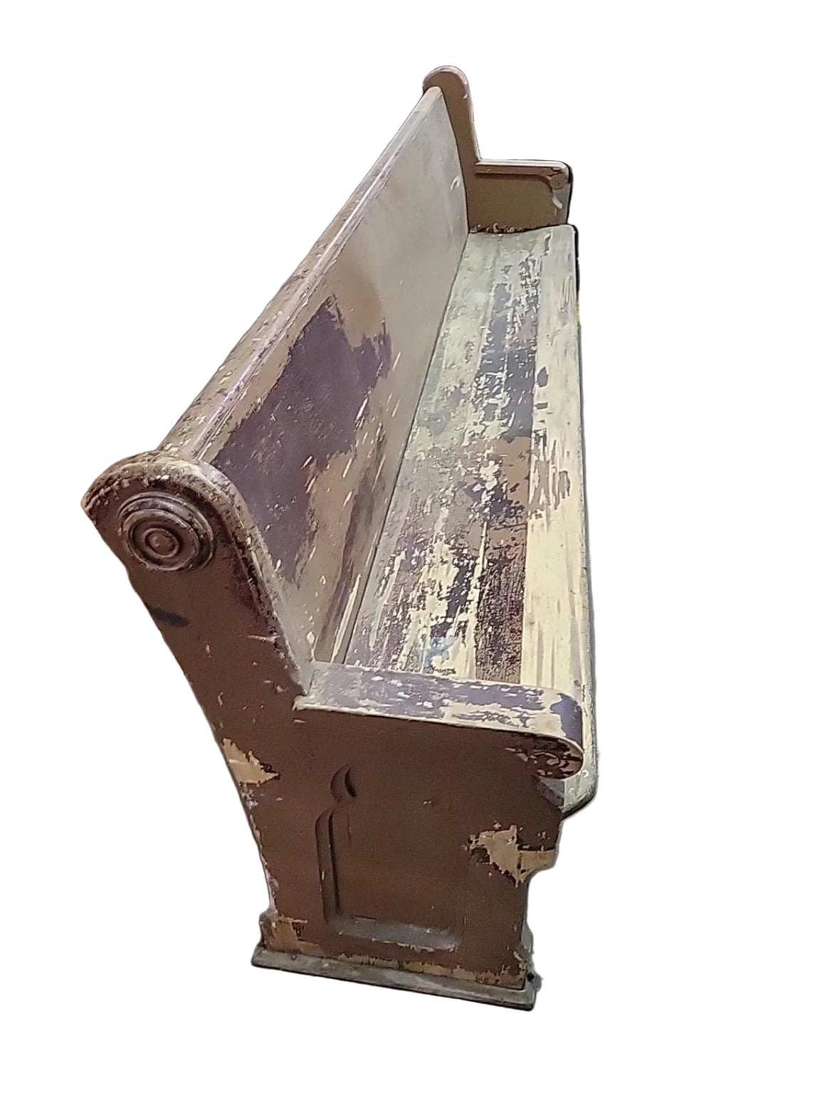Vintage Painted Wood Church Pew – 100.5" Wide