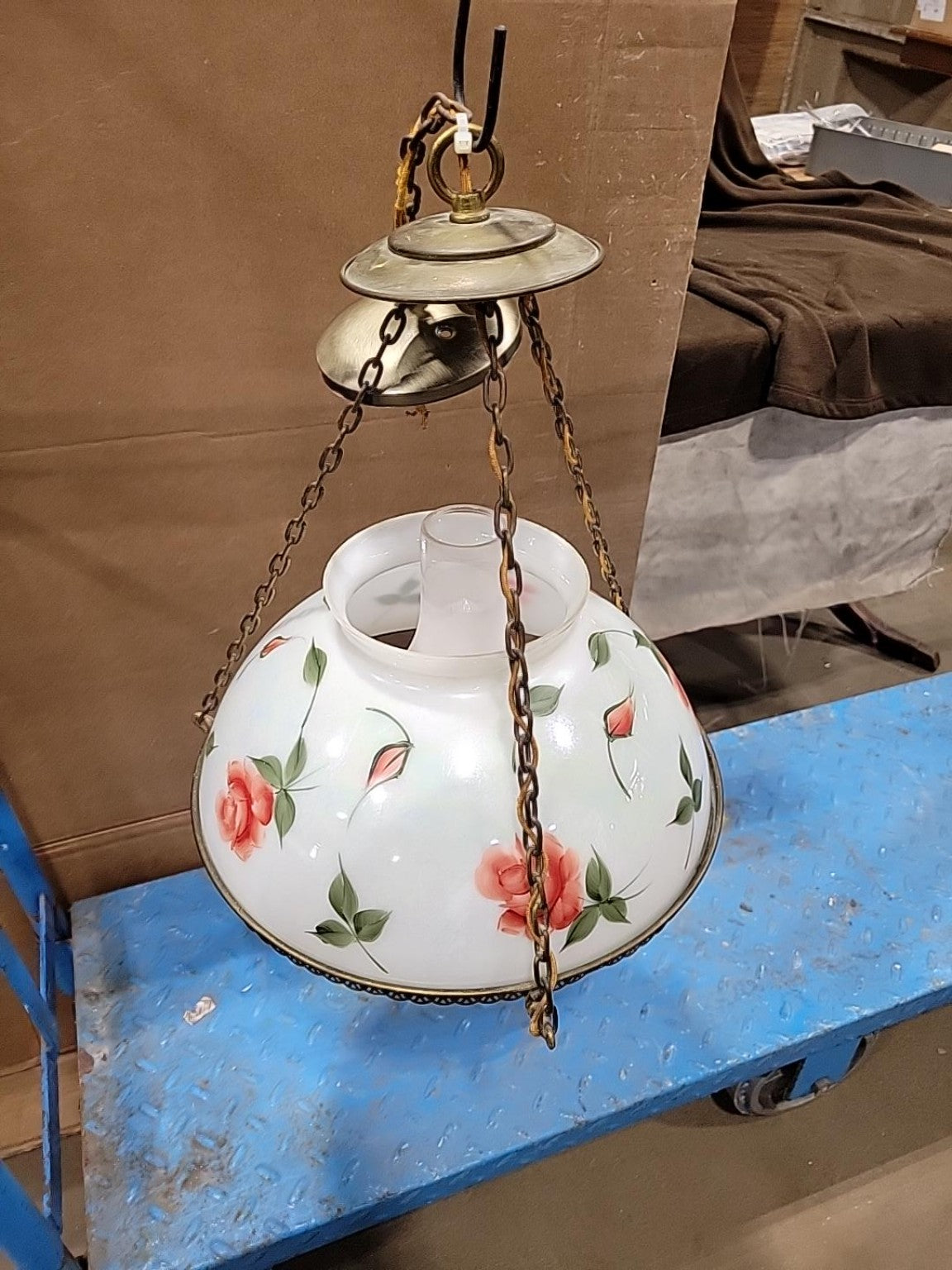 Vintage Floral Glass Hanging Pendant Light