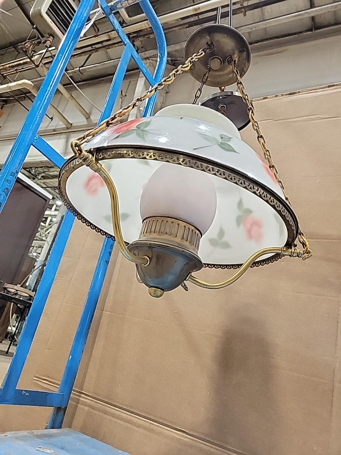 Vintage Floral Glass Hanging Pendant Light