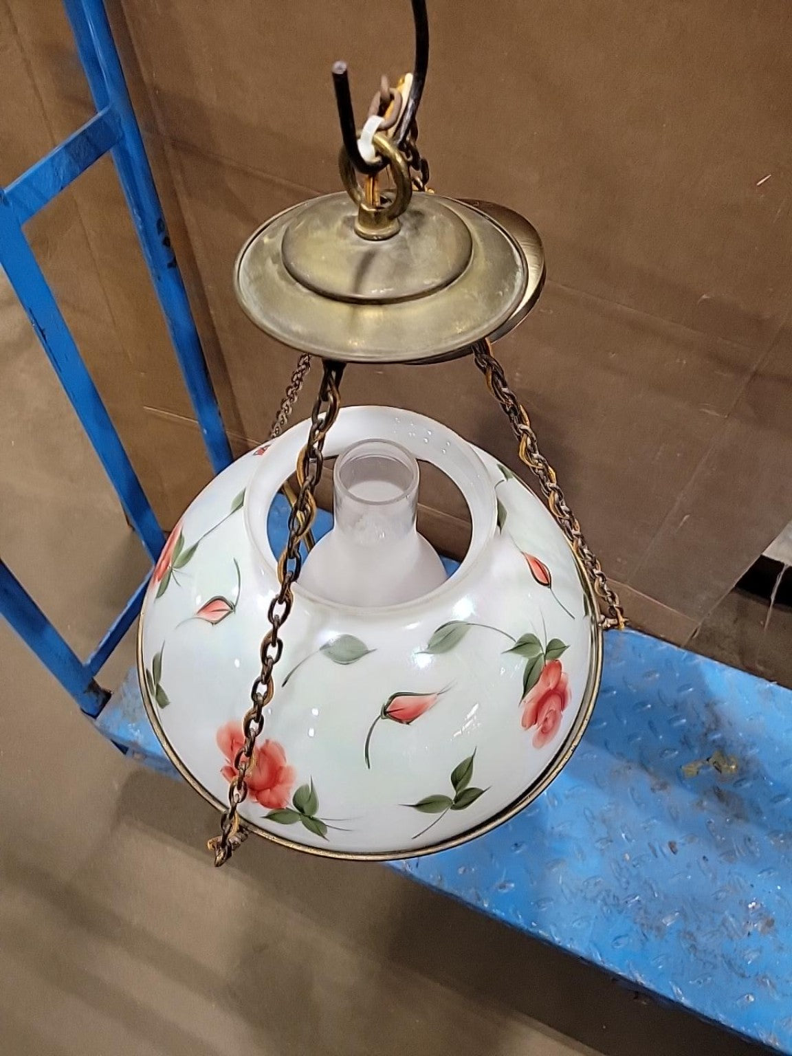 Vintage Floral Glass Hanging Pendant Light