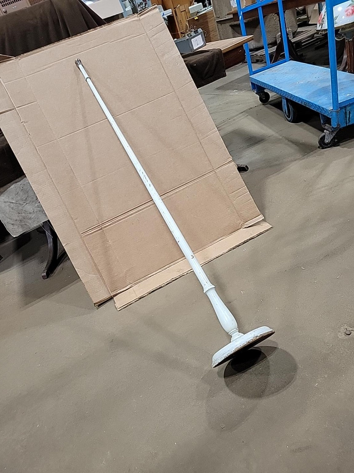 Vintage Wooden Retail Display Pole with Round Base