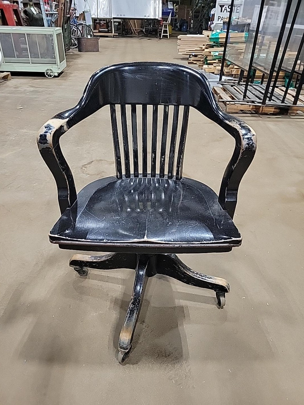 Antique B.L. Marble Swivel Wood Office Chair