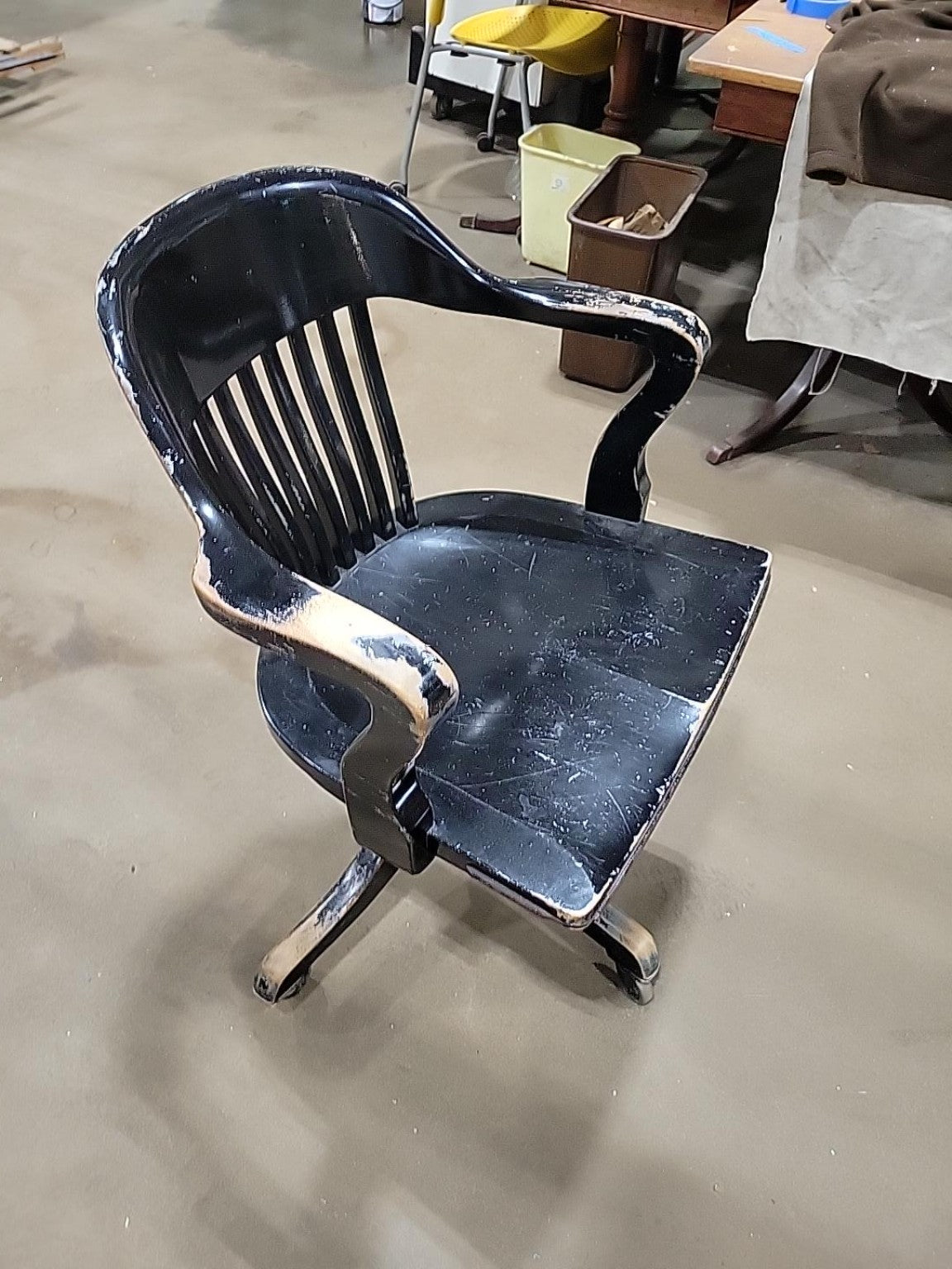 Antique B.L. Marble Swivel Wood Office Chair