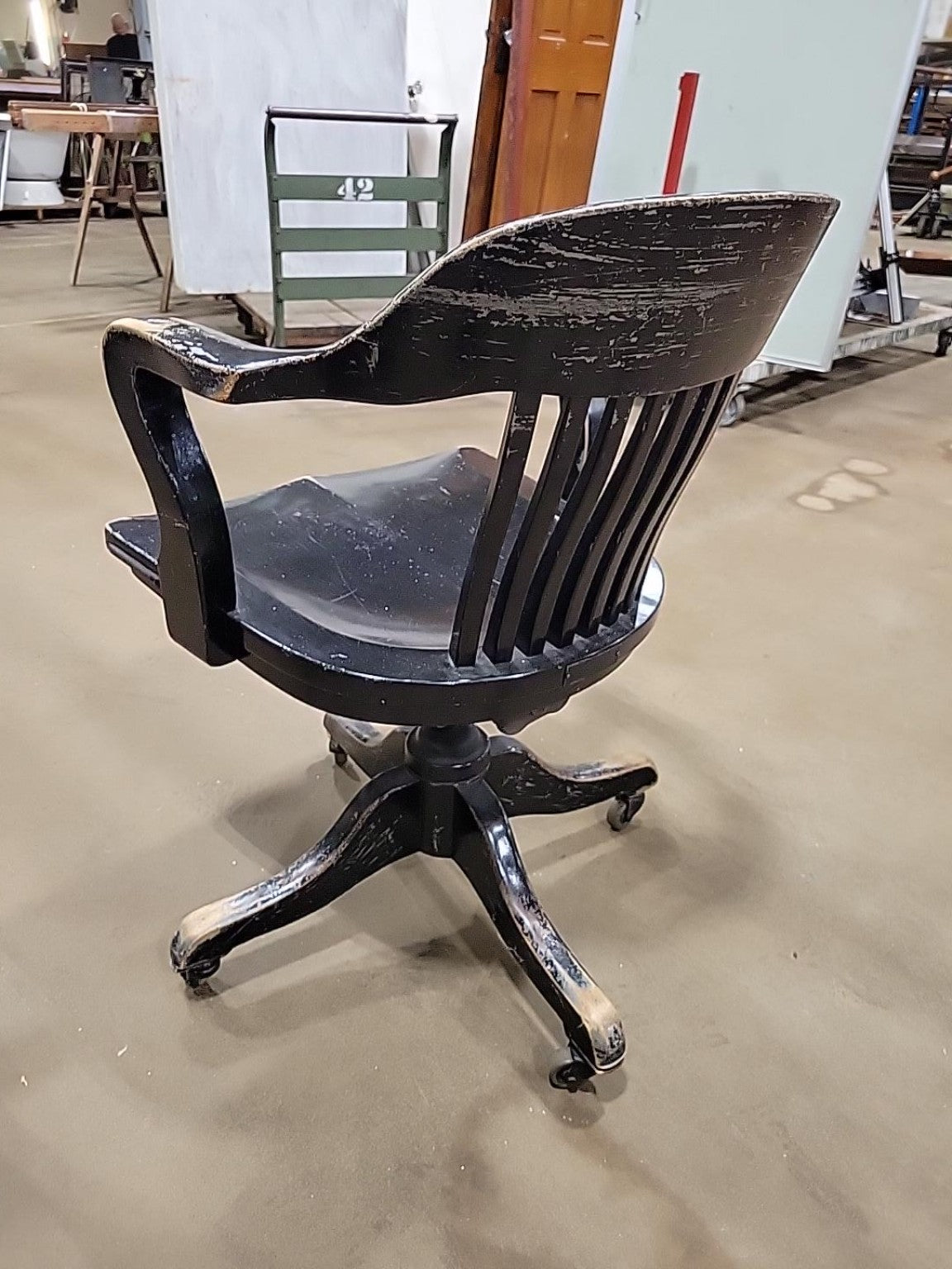 Antique B.L. Marble Swivel Wood Office Chair