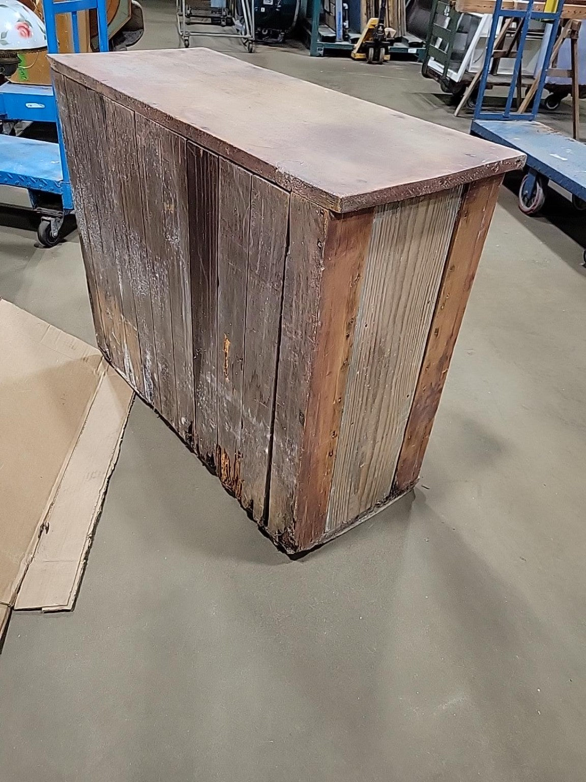 Antique Primitive Wood Storage Cabinet with Shelves & Latch
