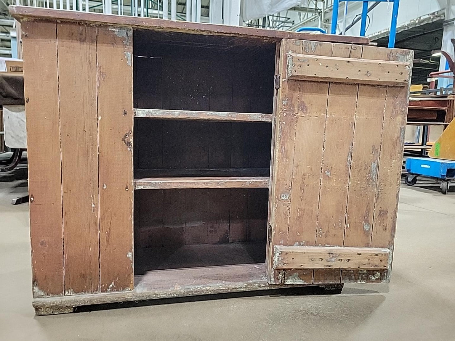 Antique Primitive Wood Storage Cabinet with Shelves & Latch