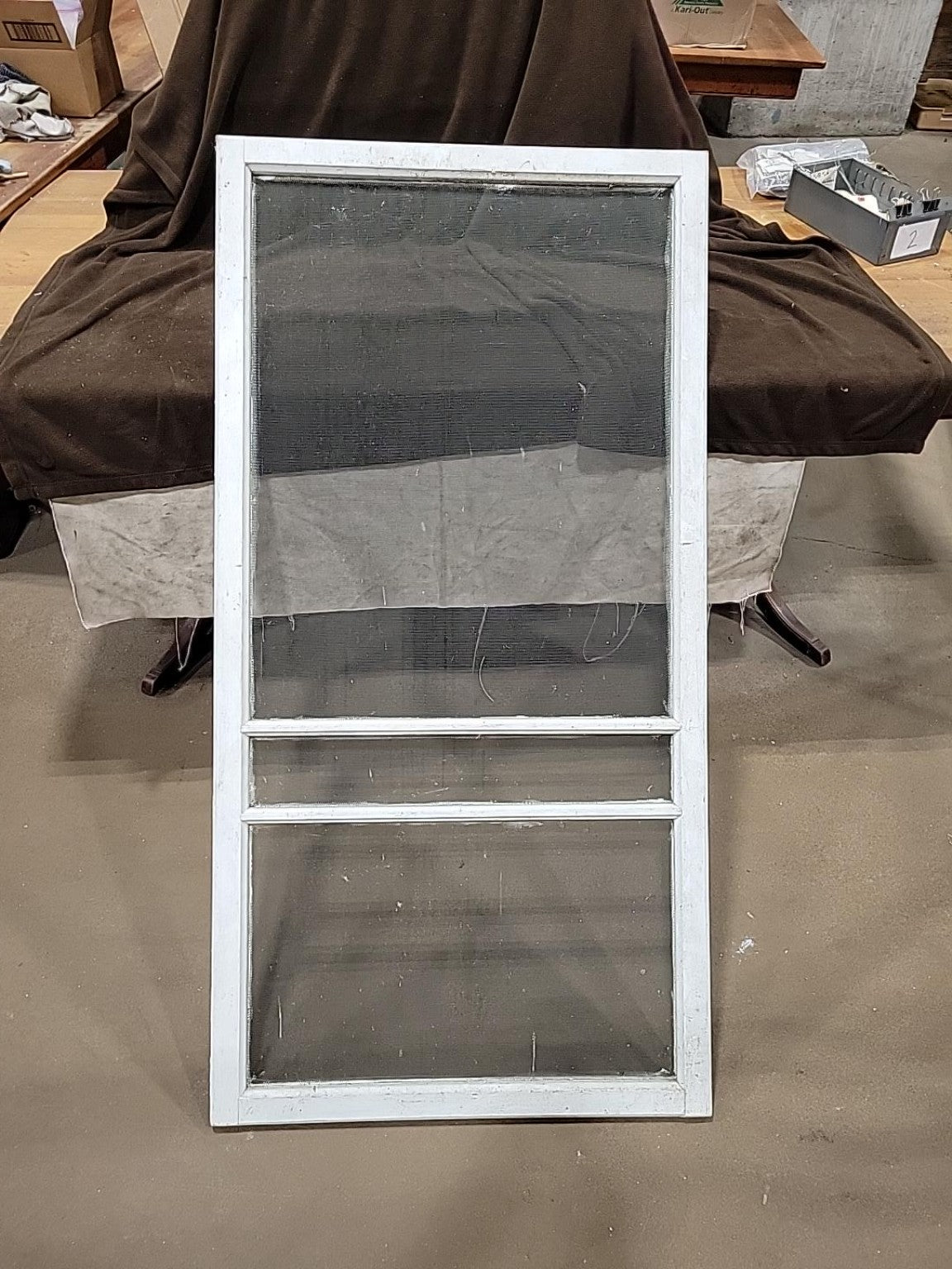 Vintage Painted Wood Window Screen