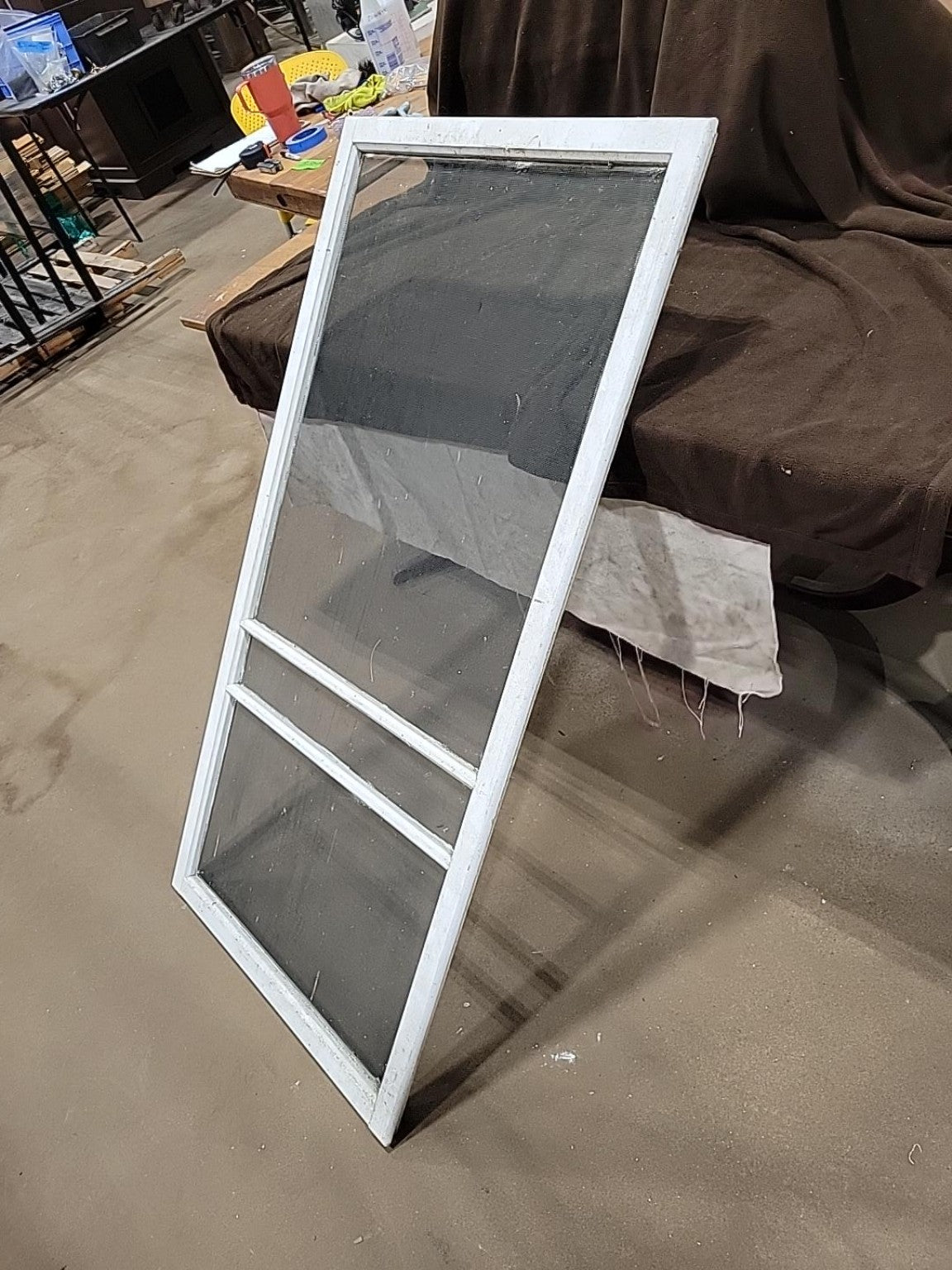 Vintage Painted Wood Window Screen