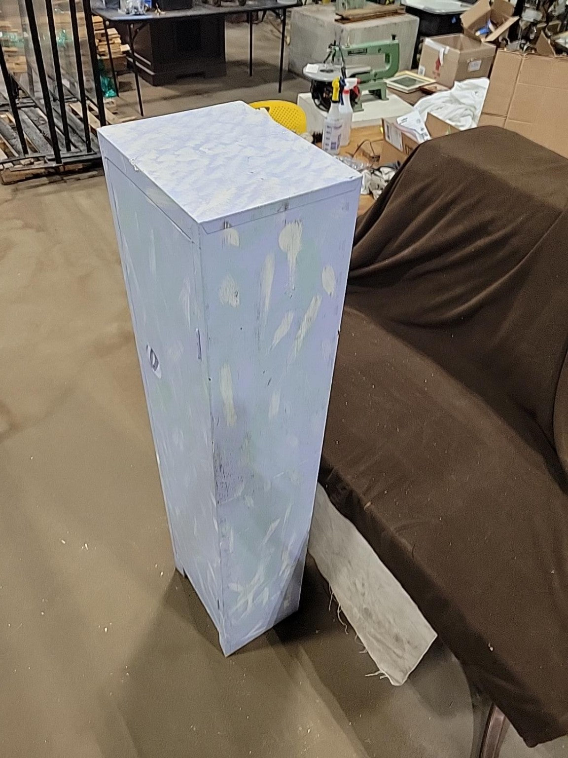 Vintage Narrow Painted Wood Storage Cabinet with Shelves