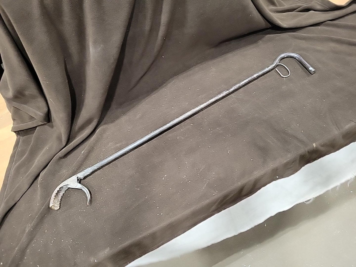 Vintage Long-Handled Iron Grabbing Tongs / Clamping Tool