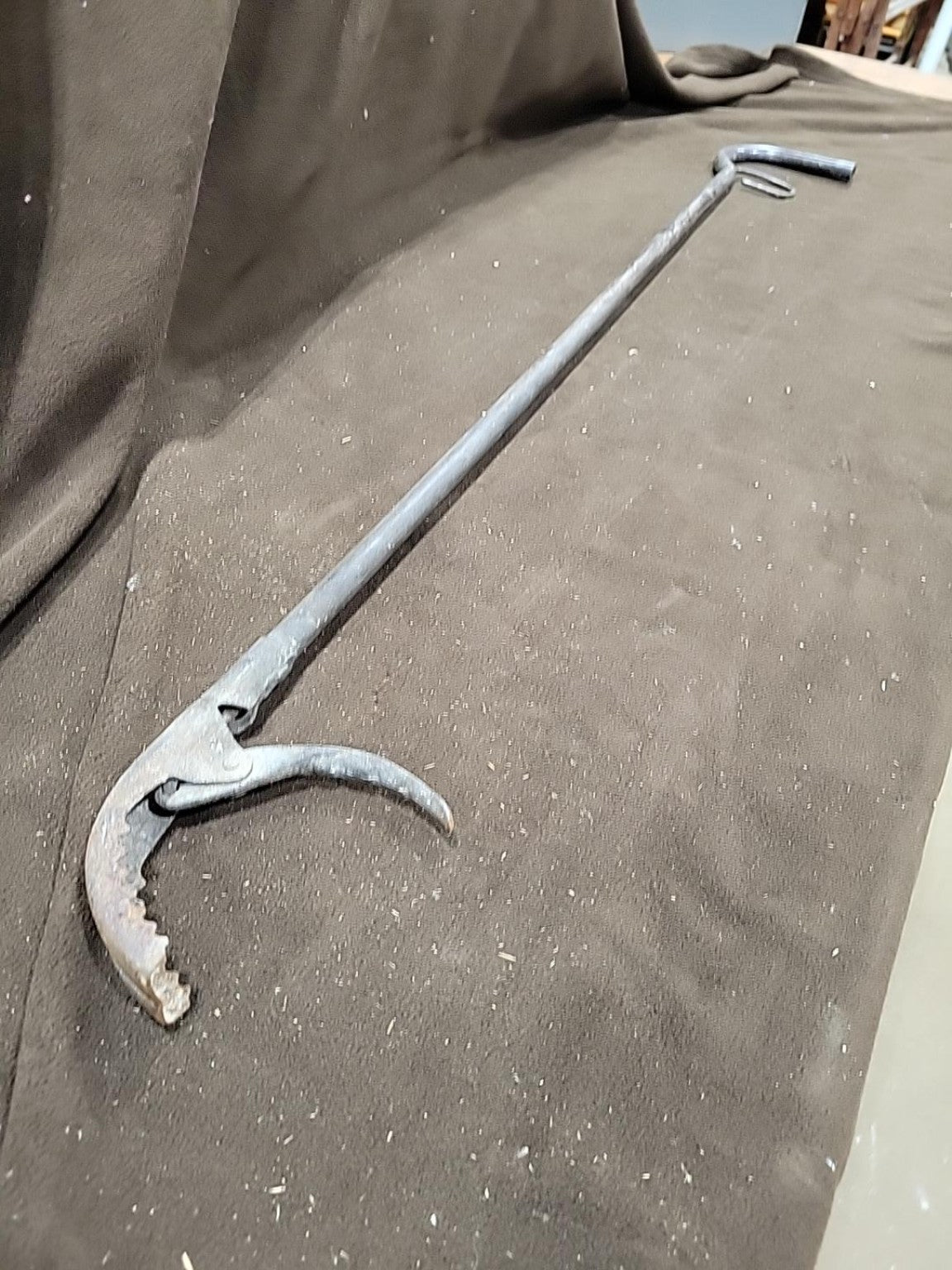 Vintage Long-Handled Iron Grabbing Tongs / Clamping Tool