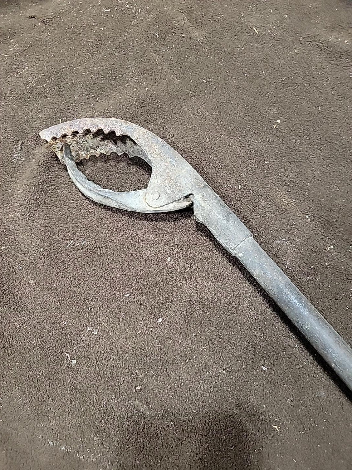 Vintage Long-Handled Iron Grabbing Tongs / Clamping Tool