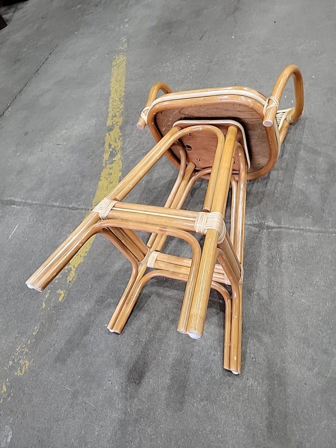 Vintage Rattan Swivel Bar Stool with Arms