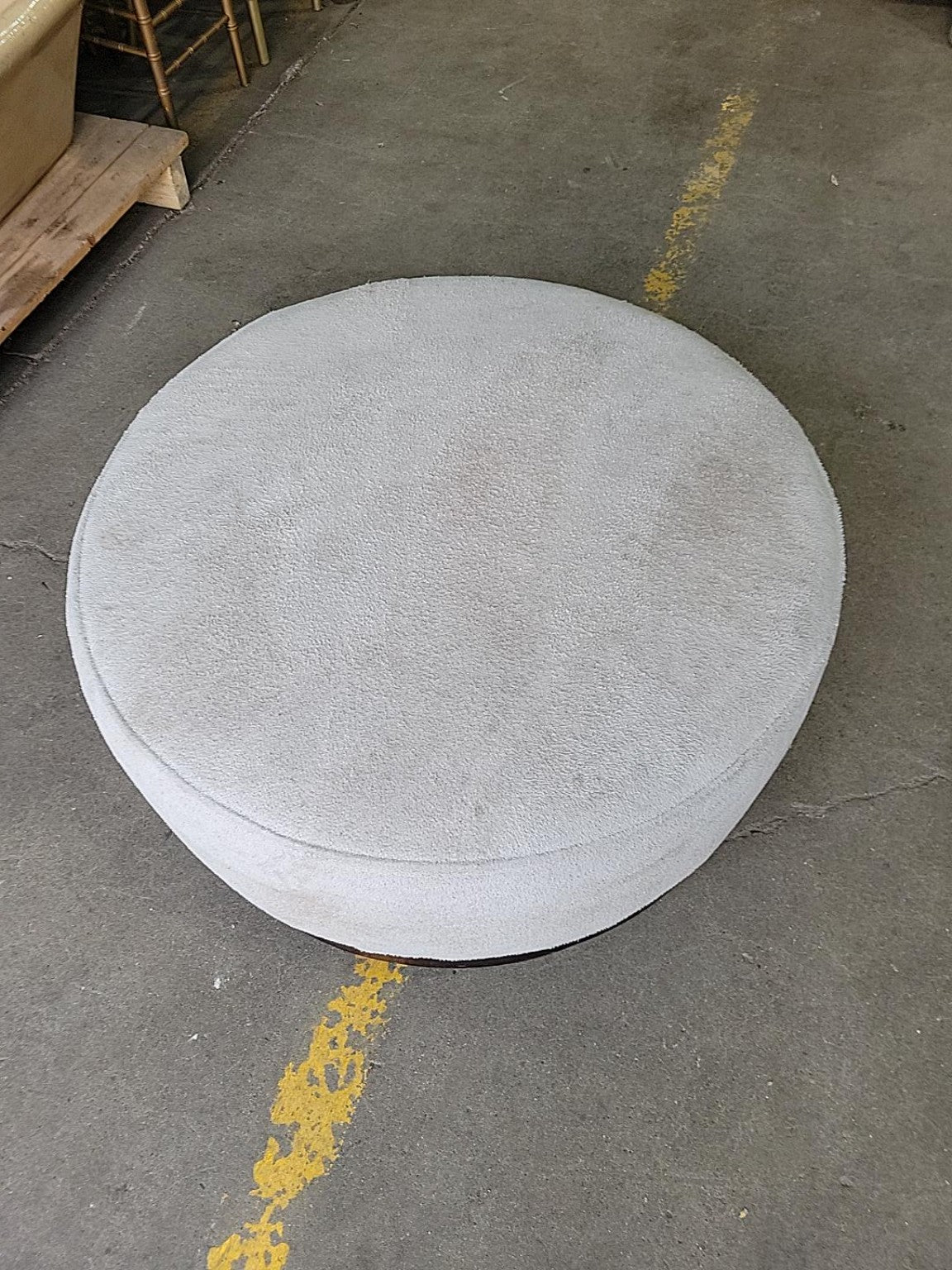 Vintage Camdeco Round Upholstered Ottoman on Casters