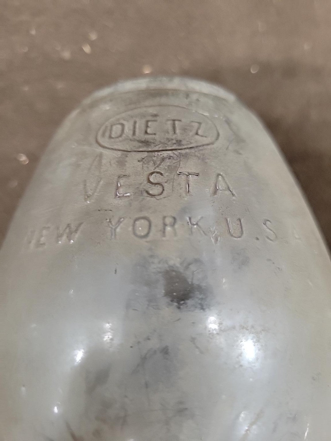 Vintage Dietz Vesta New York Clear Glass Railroad Lantern Globe