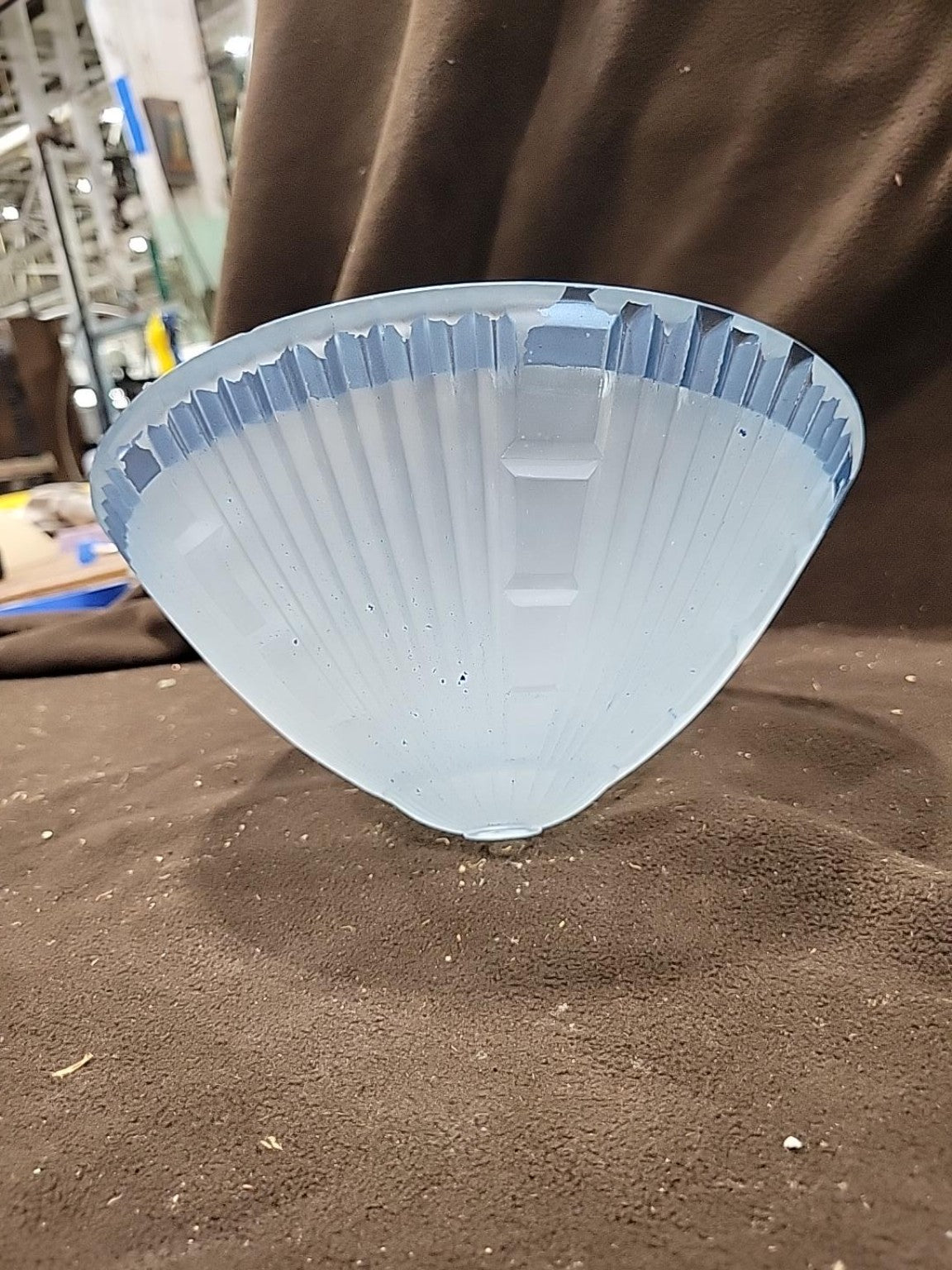 Vintage Art Deco Blue Frosted Glass Ceiling Light Shade
