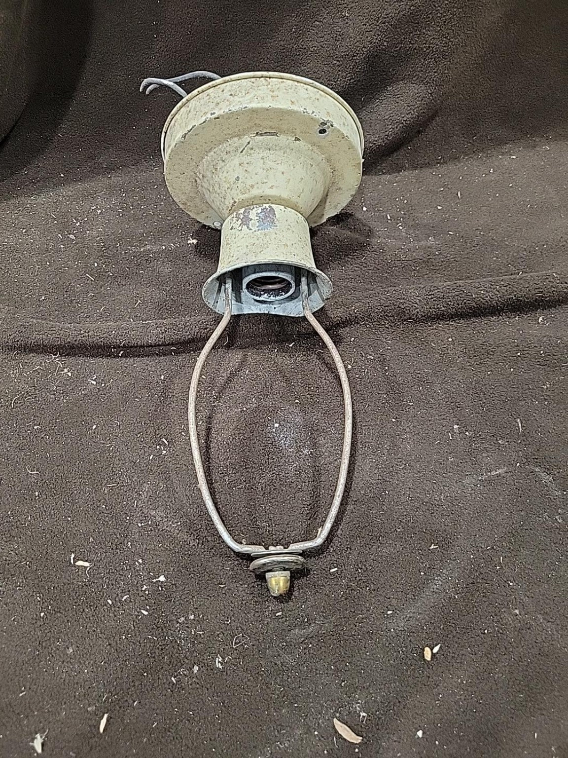 Vintage Painted Metal Ceiling Light Fixture with Shade Holder
