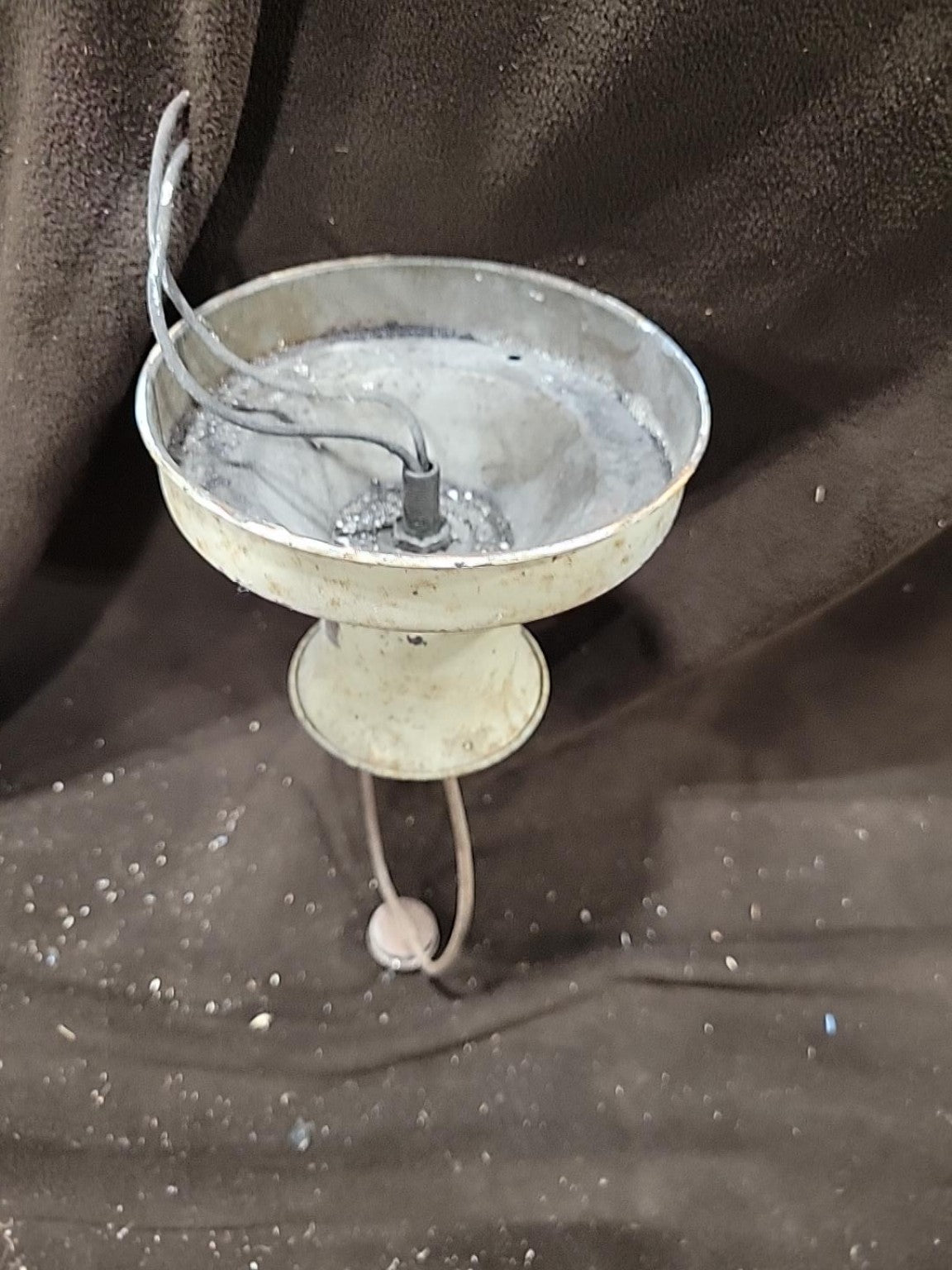 Vintage Painted Metal Ceiling Light Fixture with Shade Holder