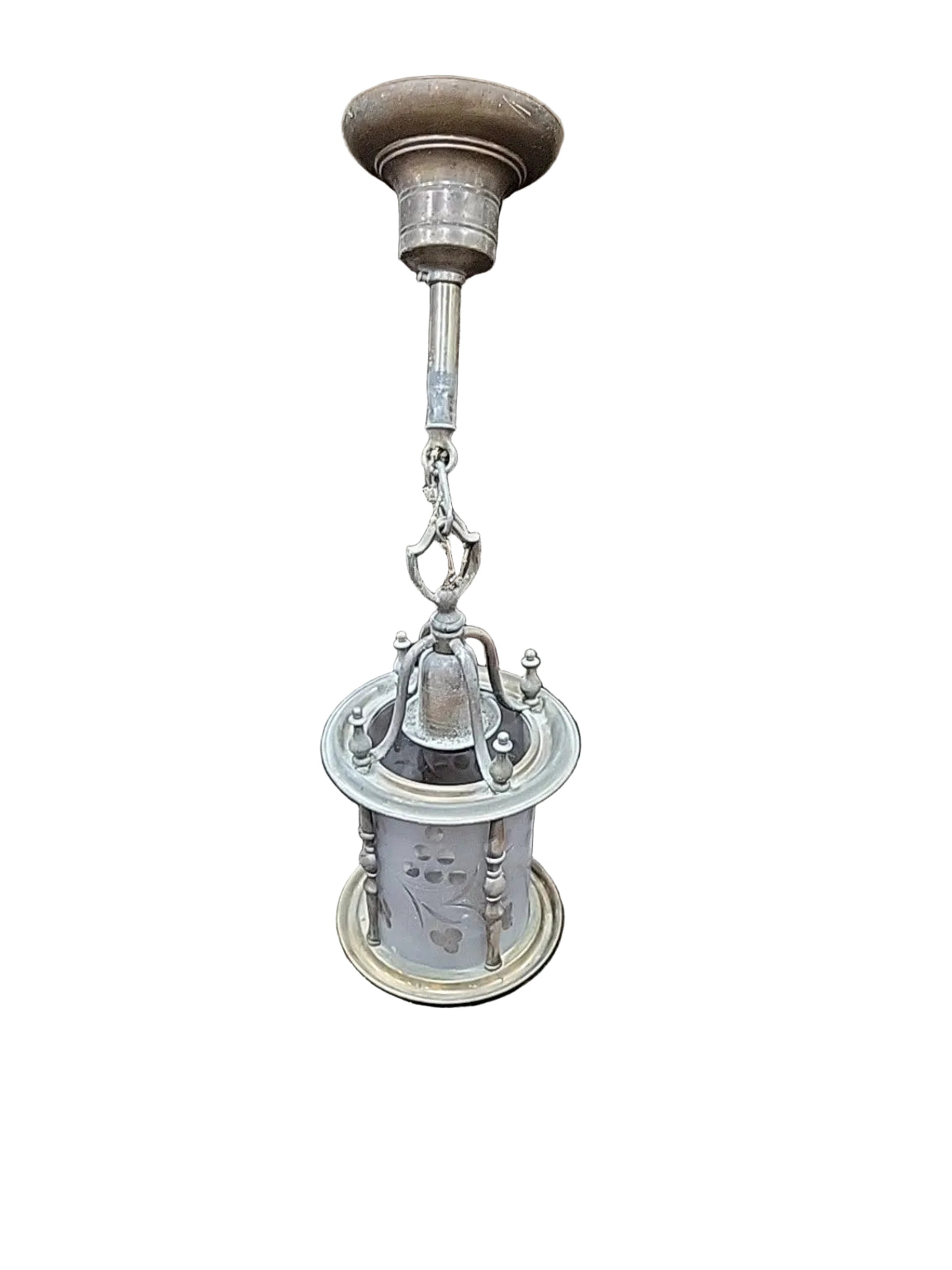 Vintage Etched Glass Lantern Pendant Light