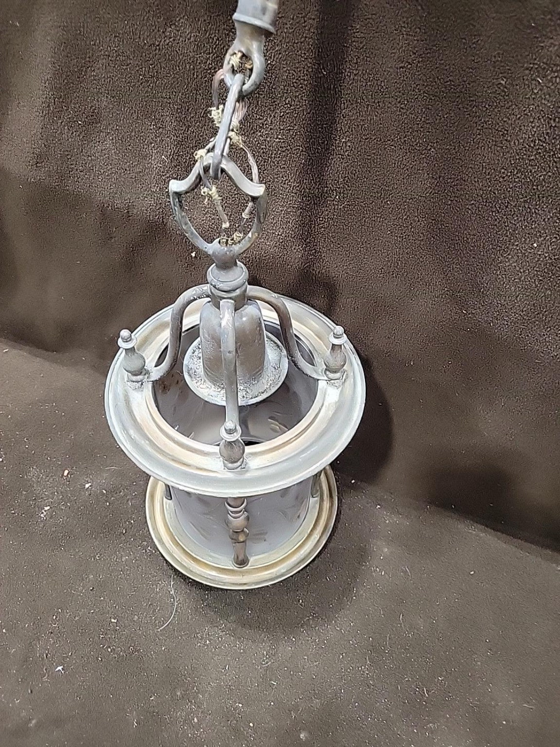 Vintage Etched Glass Lantern Pendant Light