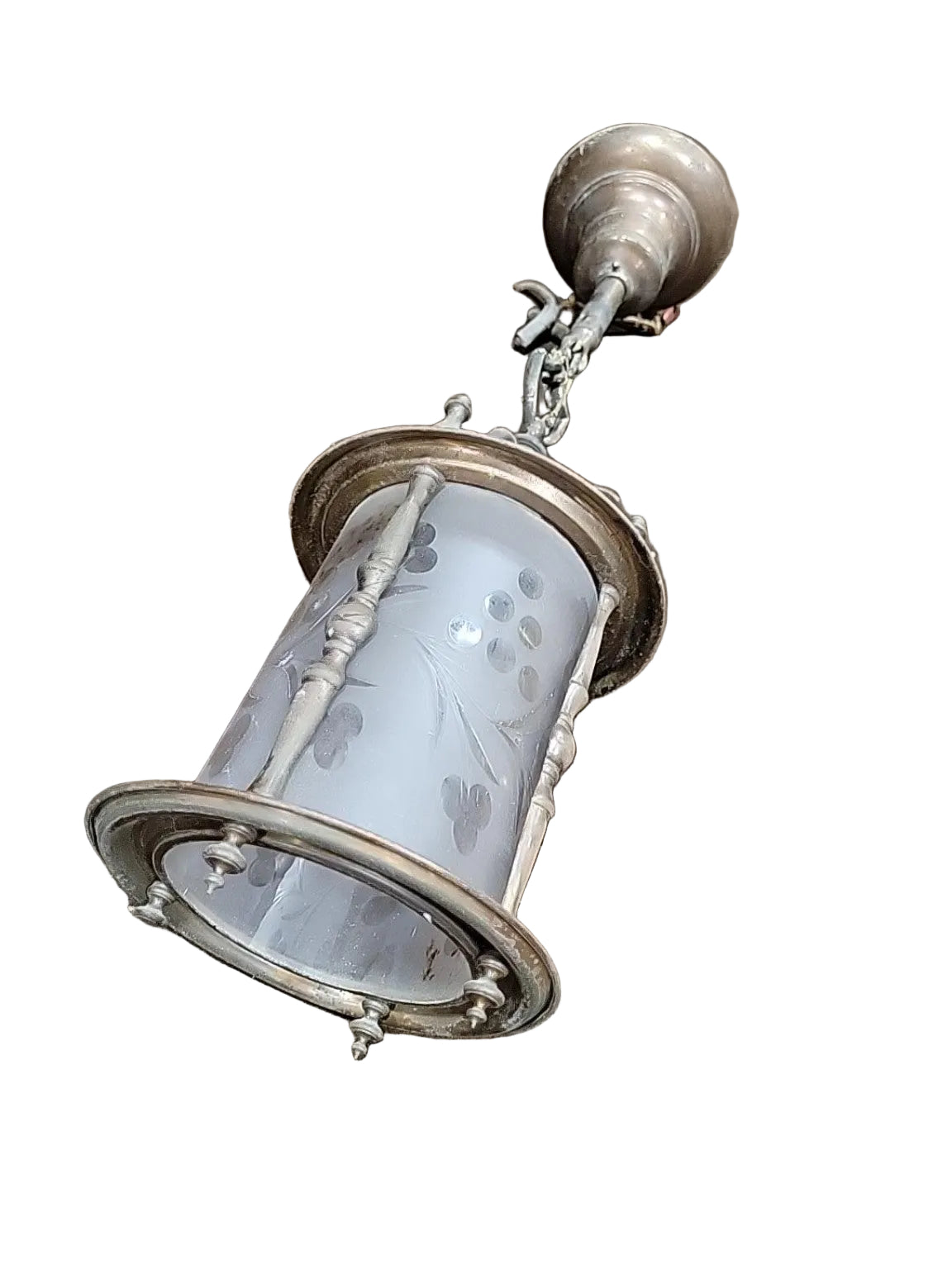 Vintage Etched Glass Lantern Pendant Light
