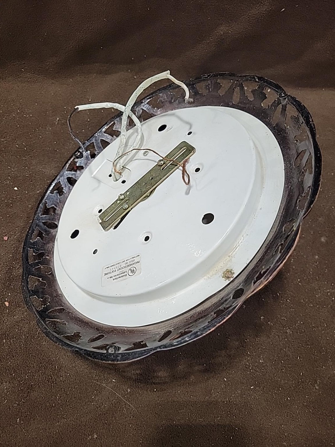 Vintage Ornate Flush Mount Glass Ceiling Light