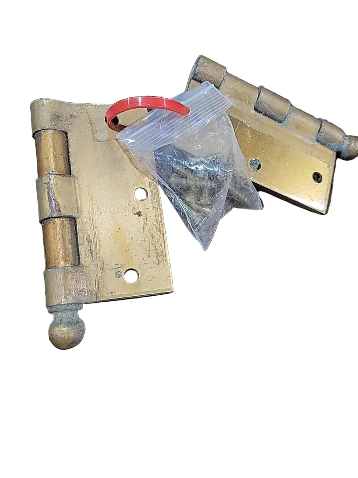 Vintage Brass Ball-Tip Door Hinges – Pair