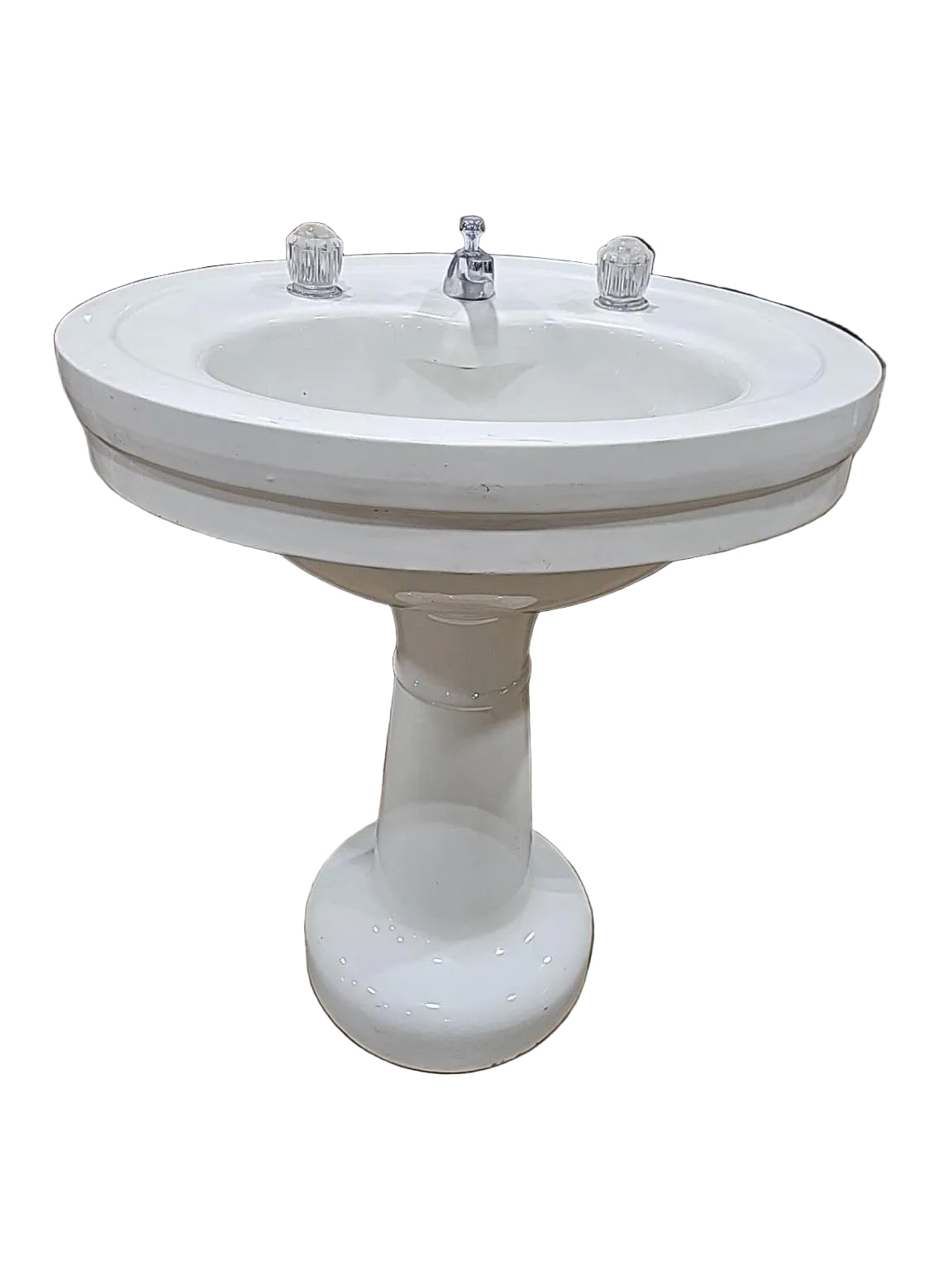 Vintage White Porcelain Pedestal Sink with Faucet