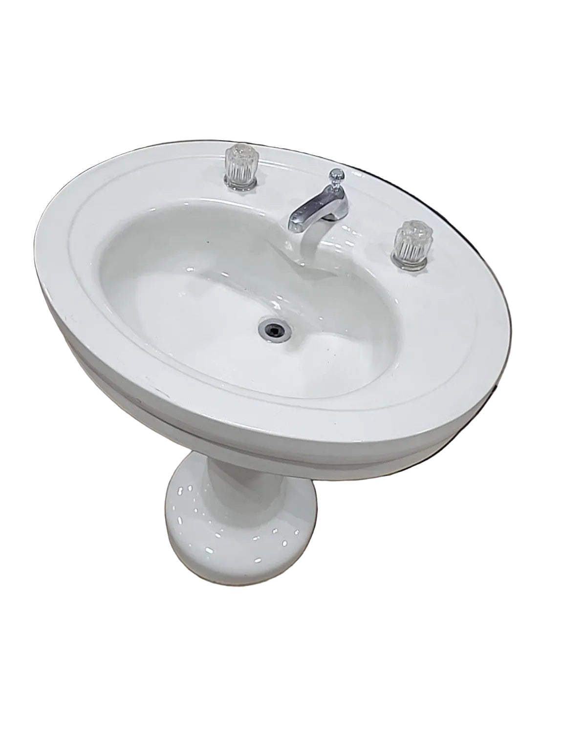 Vintage White Porcelain Pedestal Sink with Faucet