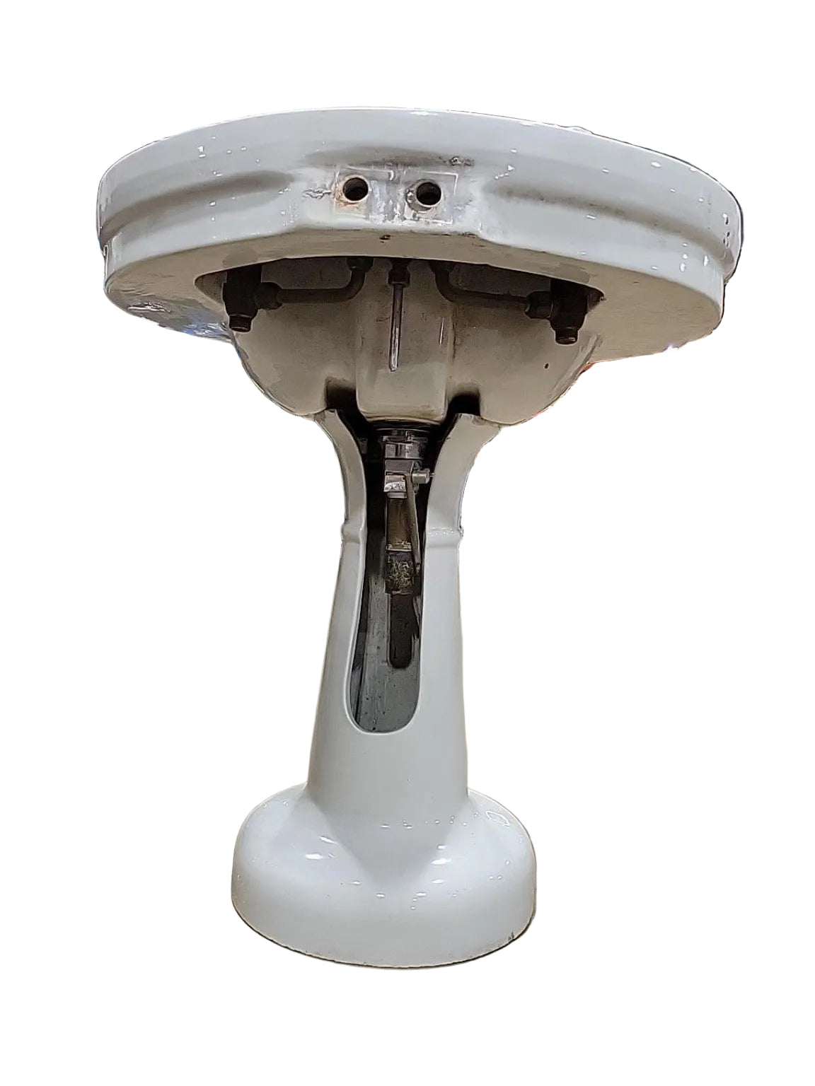 Vintage White Porcelain Pedestal Sink with Faucet