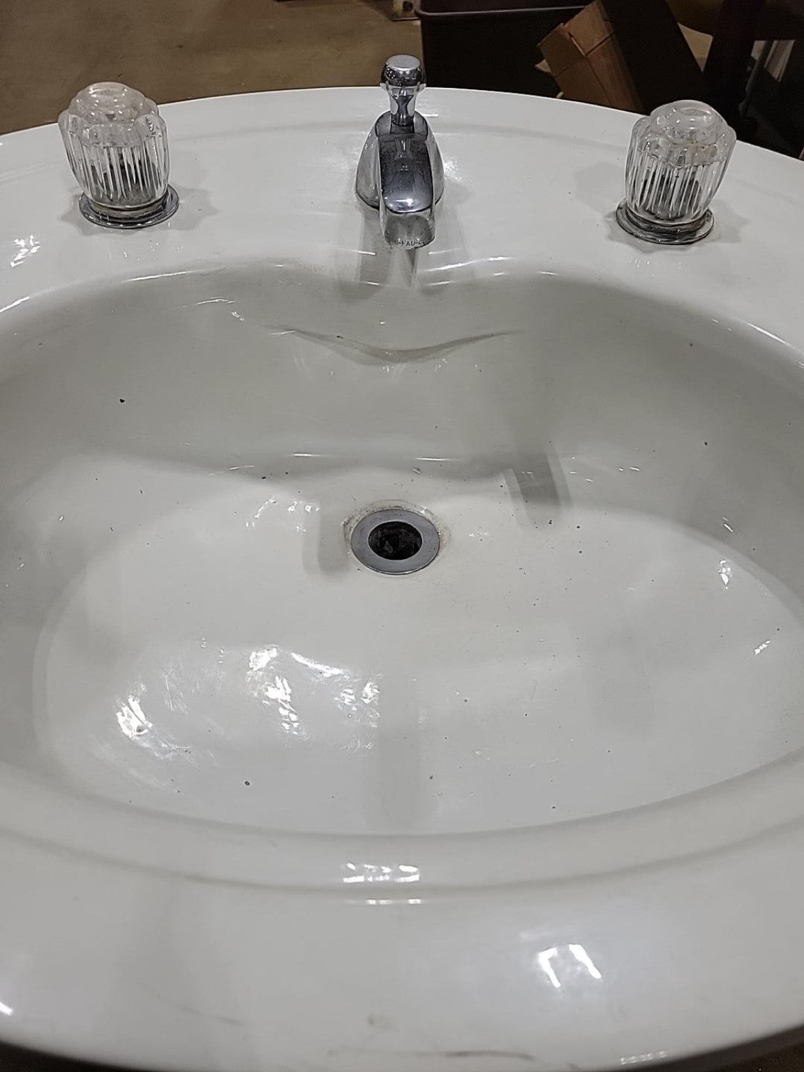 Vintage White Porcelain Pedestal Sink with Faucet