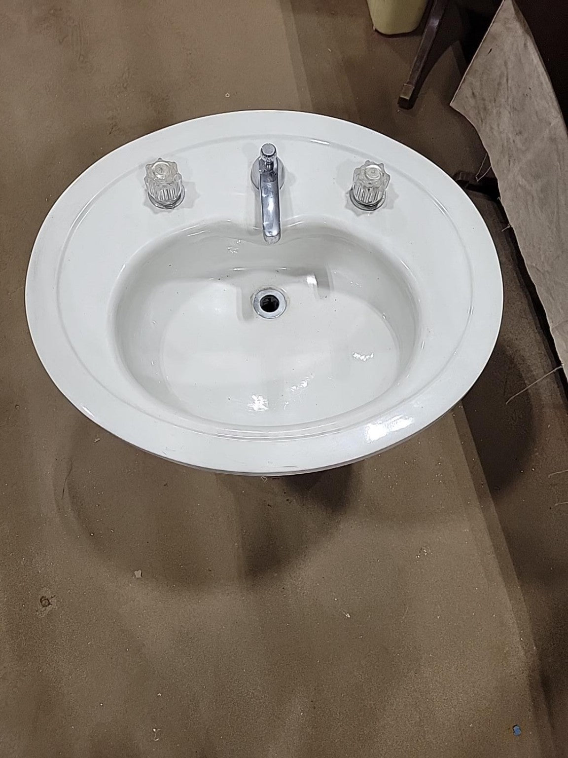 Vintage White Porcelain Pedestal Sink with Faucet