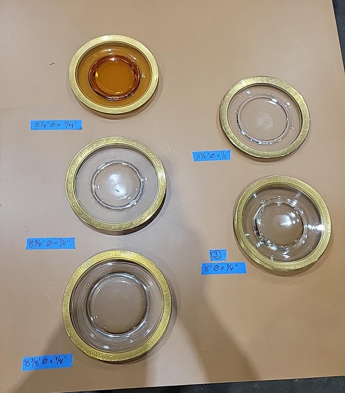 Vintage Gold-Encrusted Glass Plates – Set of 7