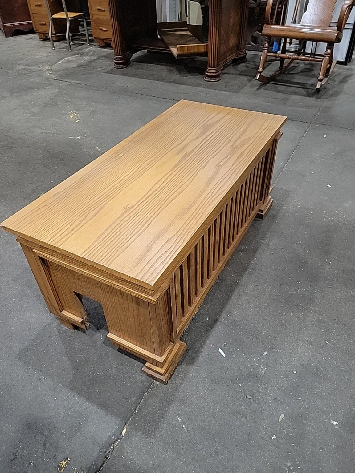 Vintage Oak Slatted Radiator Cover Console