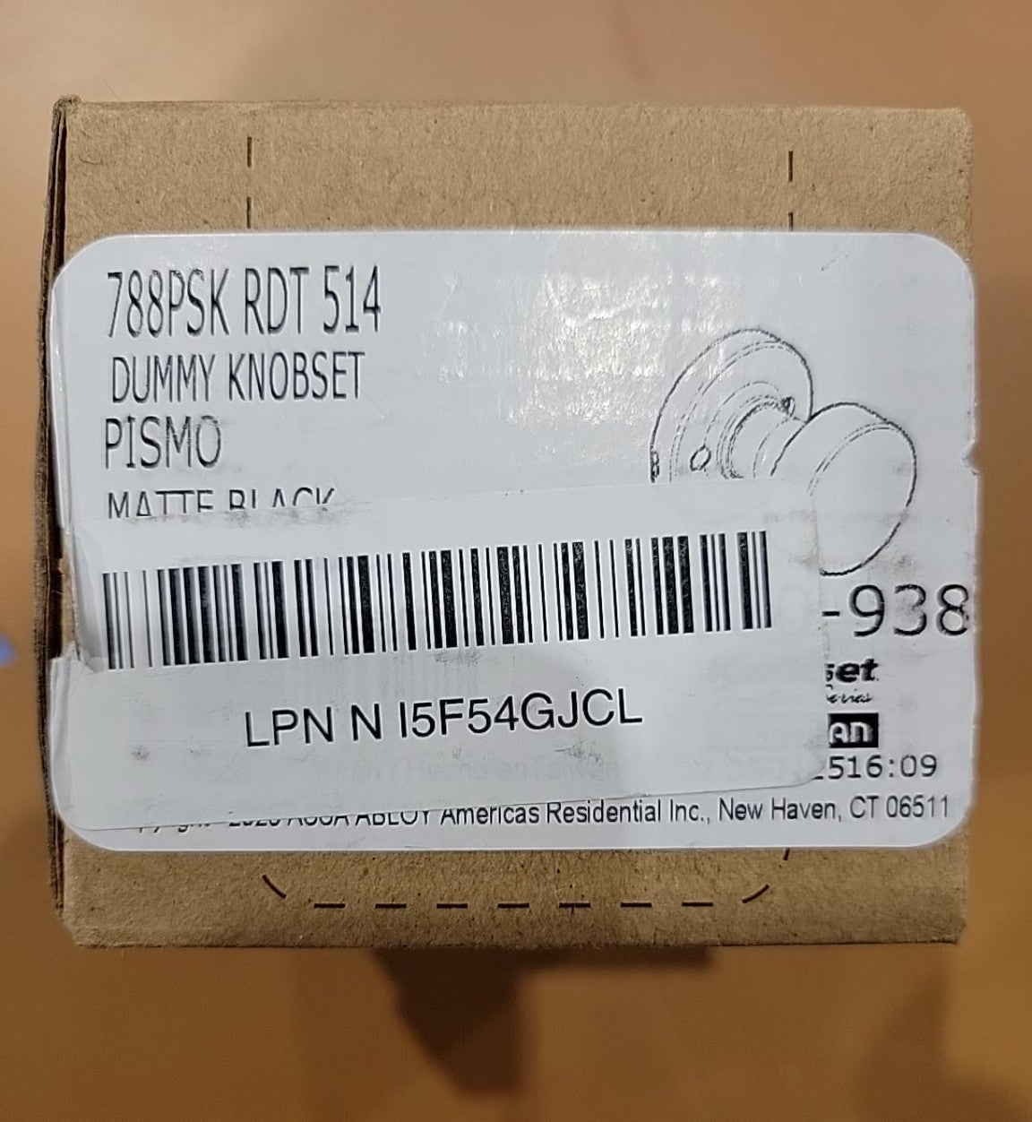 Kwikset Pismo Matte Black Dummy Door Knob