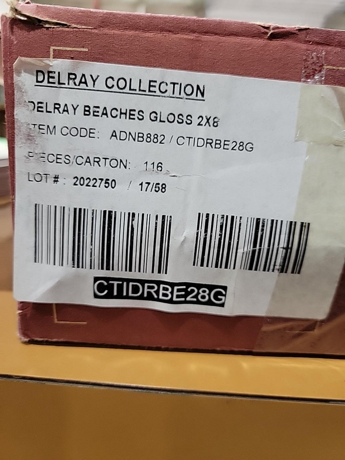 Delray Beaches Gloss 2x8 Ceramic Tile – Lot of 84